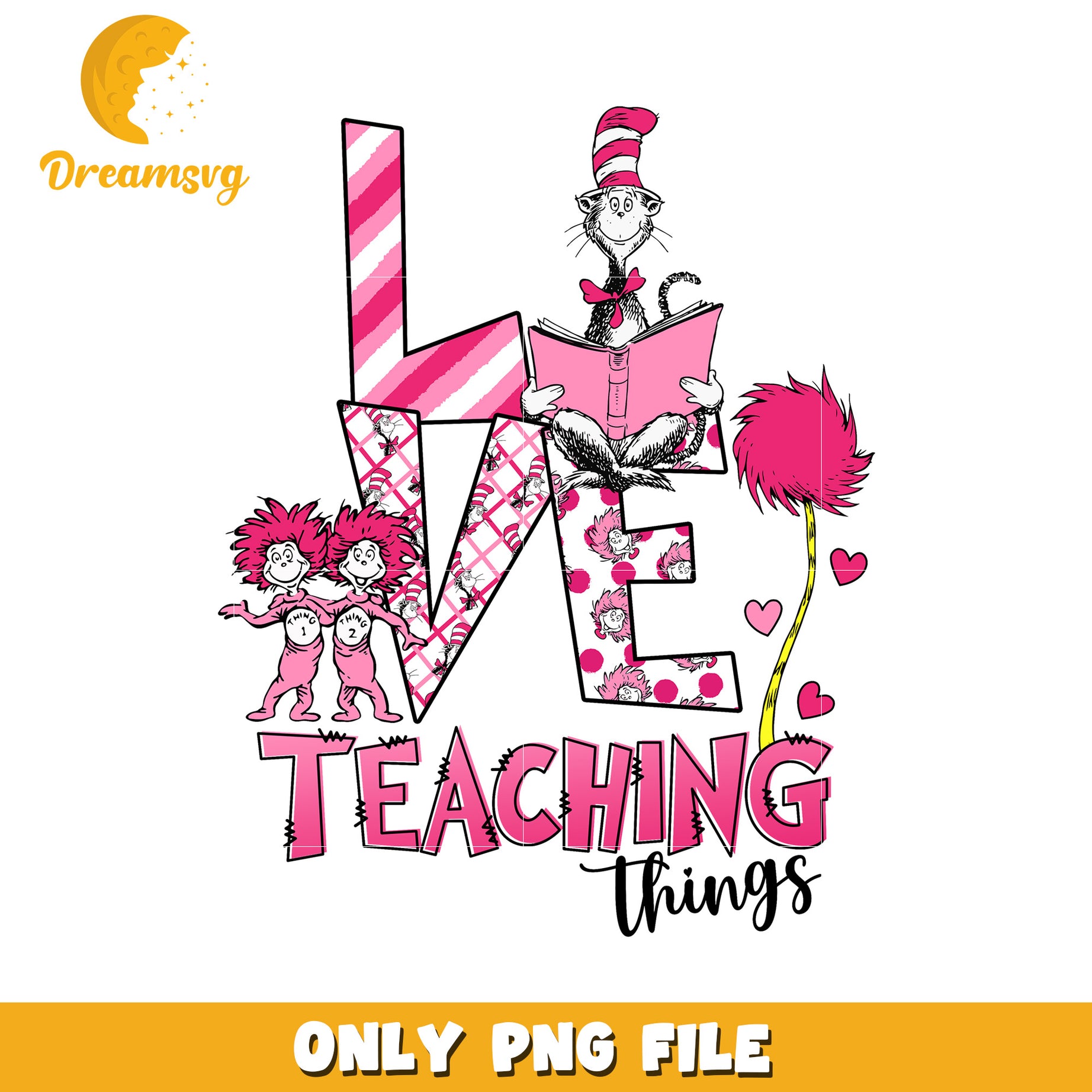 Pink Cat in the Hat Teaching PNG