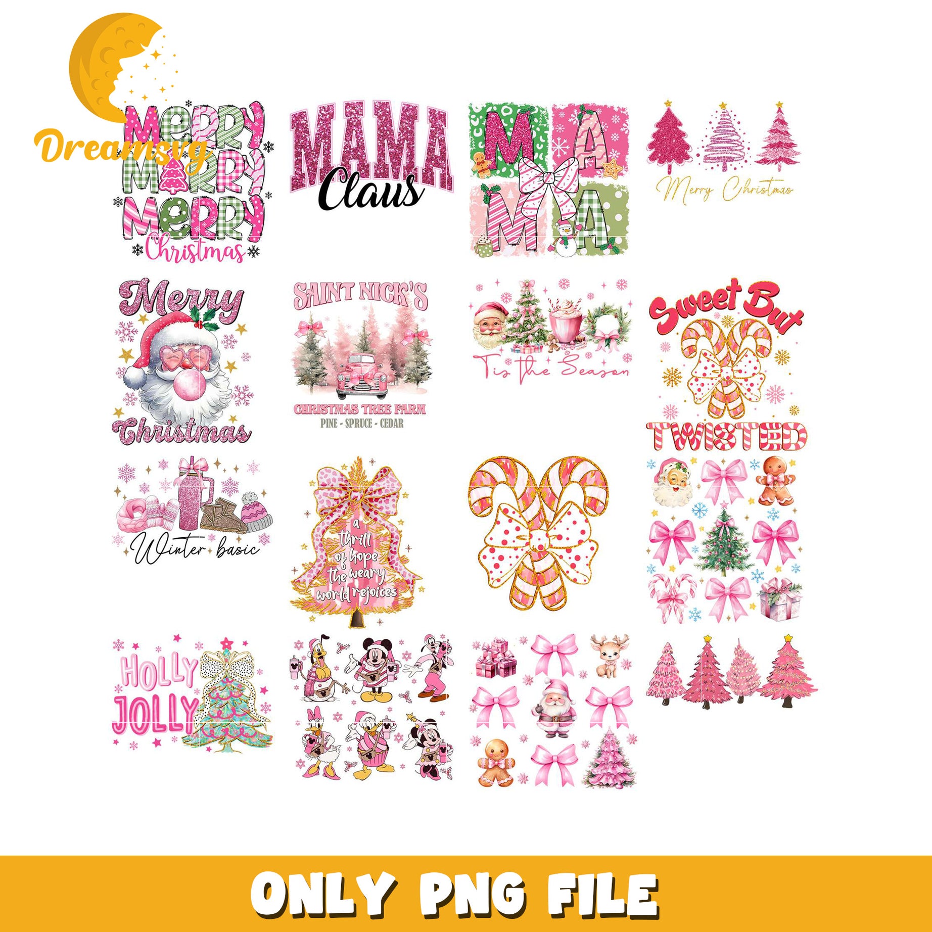 Pink Christmas PNG Bundle Designs