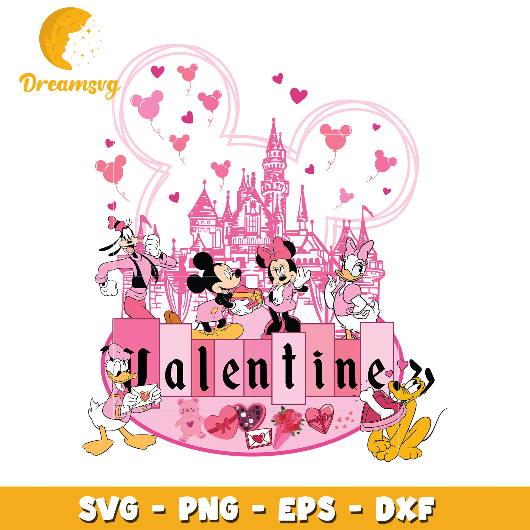 Pink Disney Valentine SVG Cut File