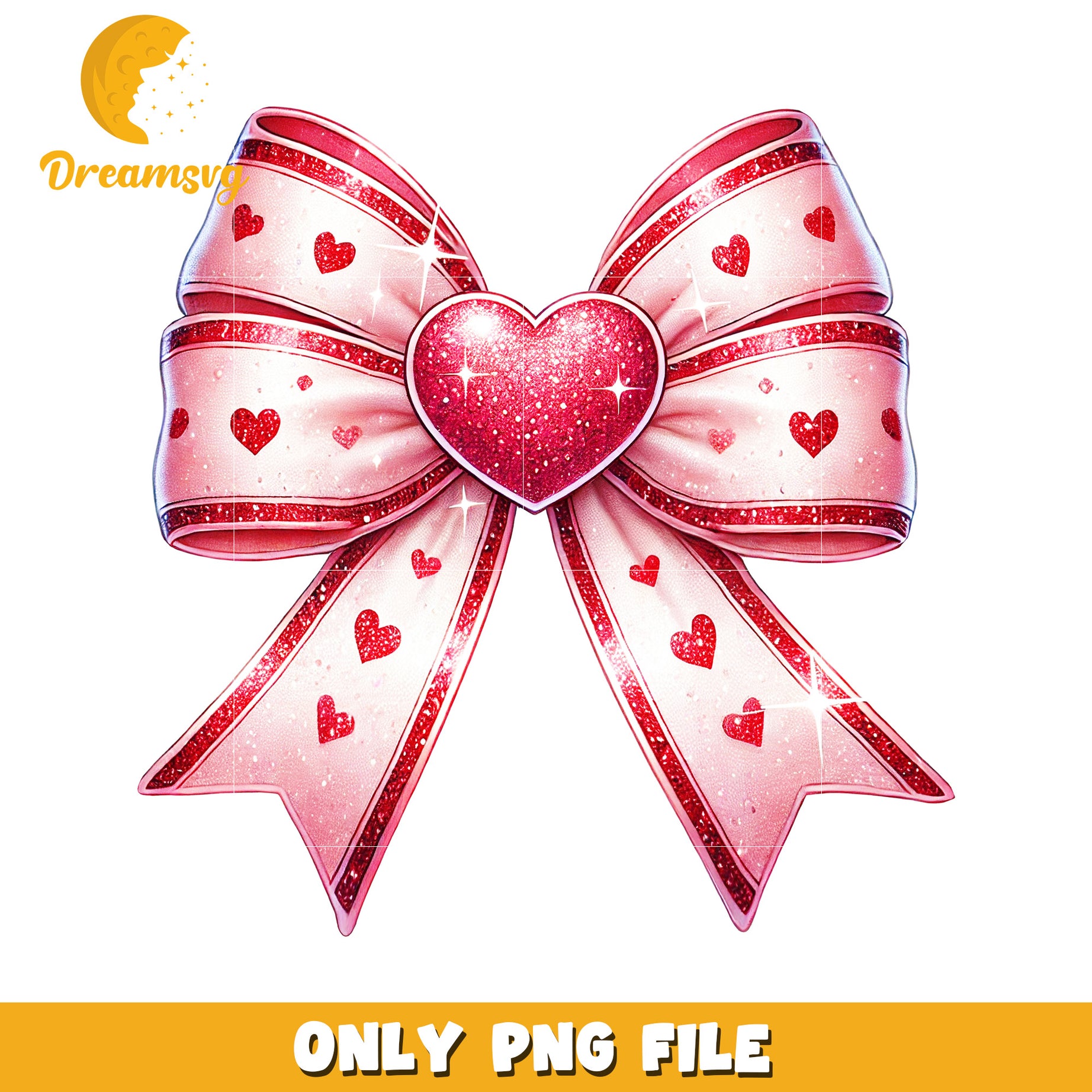 Pink Glitter Bow PNG Valentines