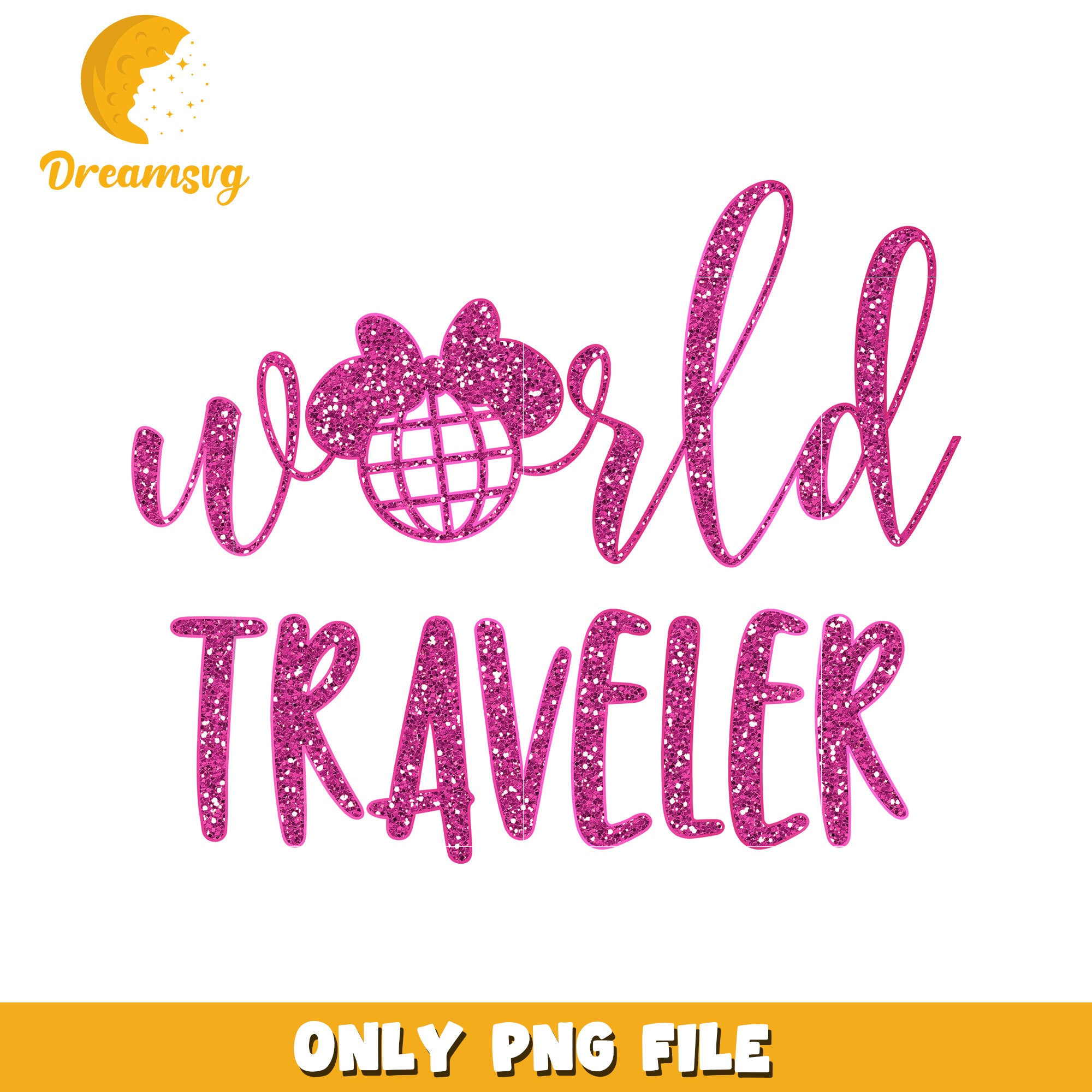 Pink Glitter World Traveler PNG