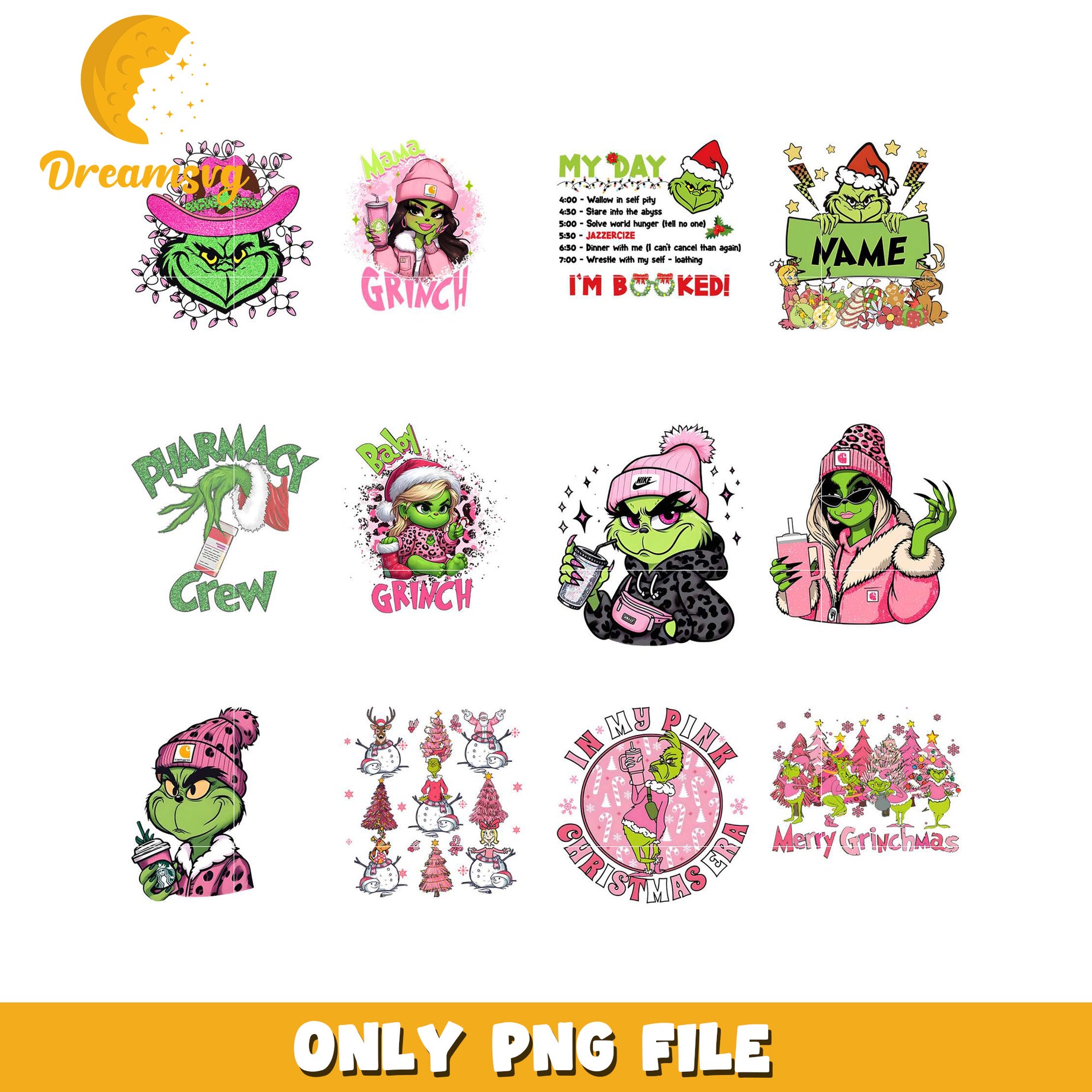 Pink Grinch Sublimation Bundle PNG