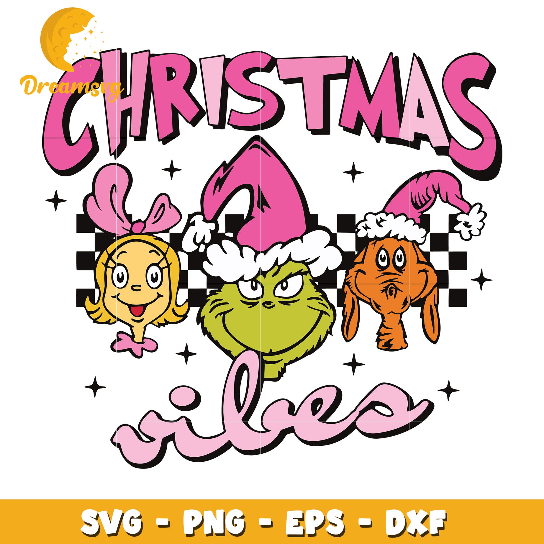 Pink Grinch & Friends svg, Christmas Vibes svg, Christmas svg