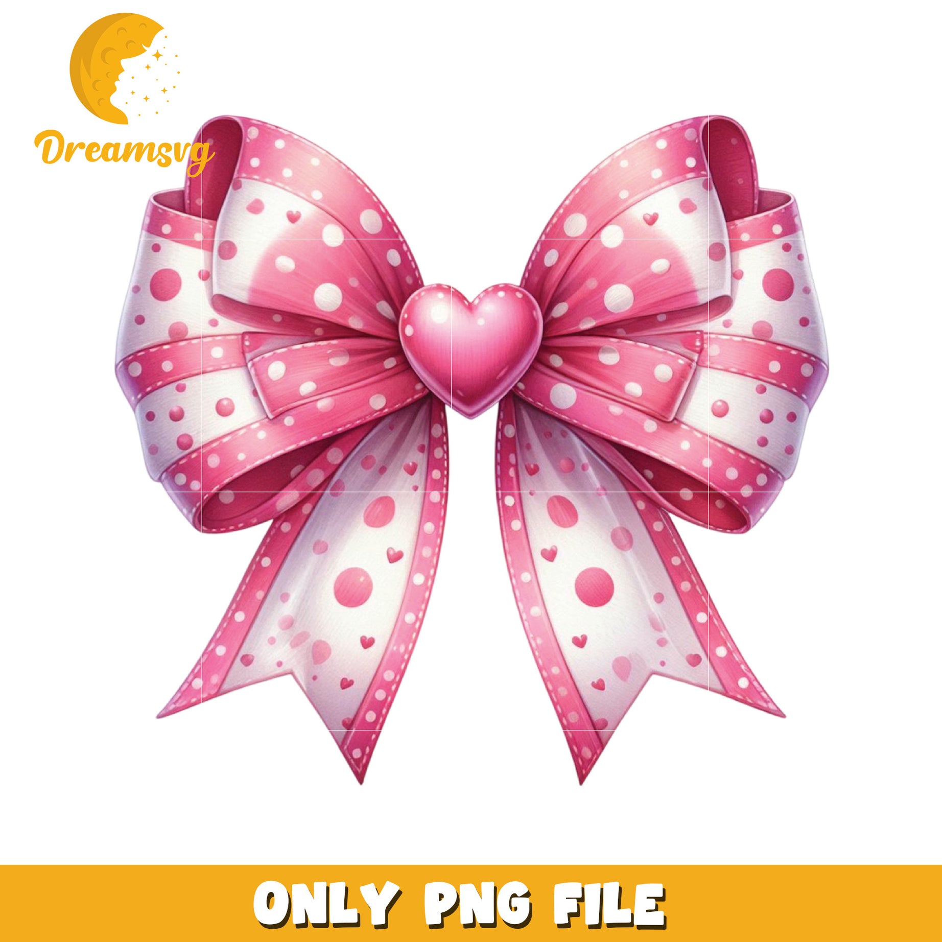 Pink Heart Bow PNG File for Crafts and Design Use