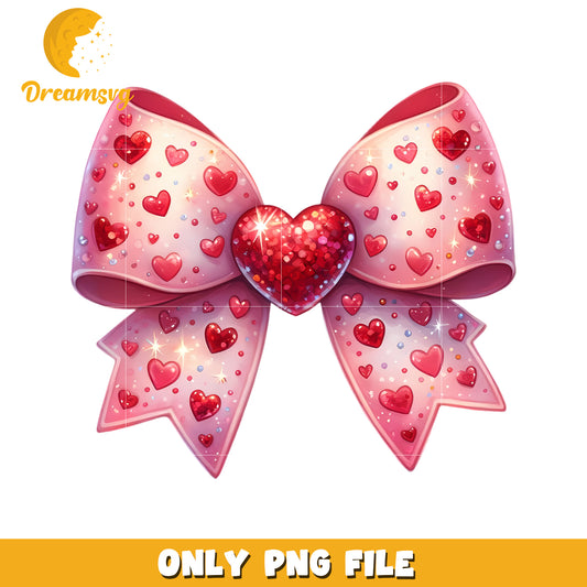 Pink Heart Bow PNG Valentines Clipart