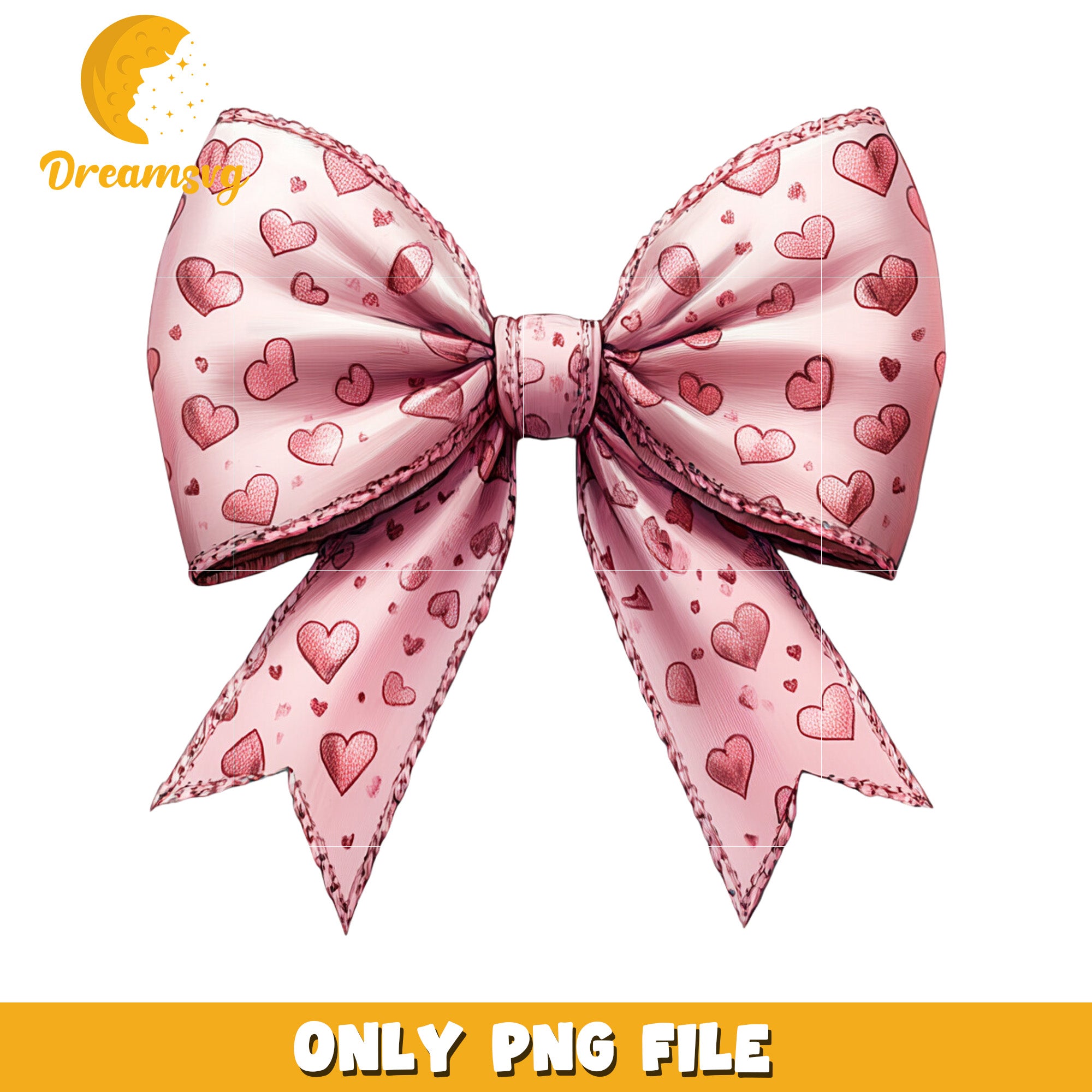 Pink Heart Pattern Bow PNG File for Creative Projects