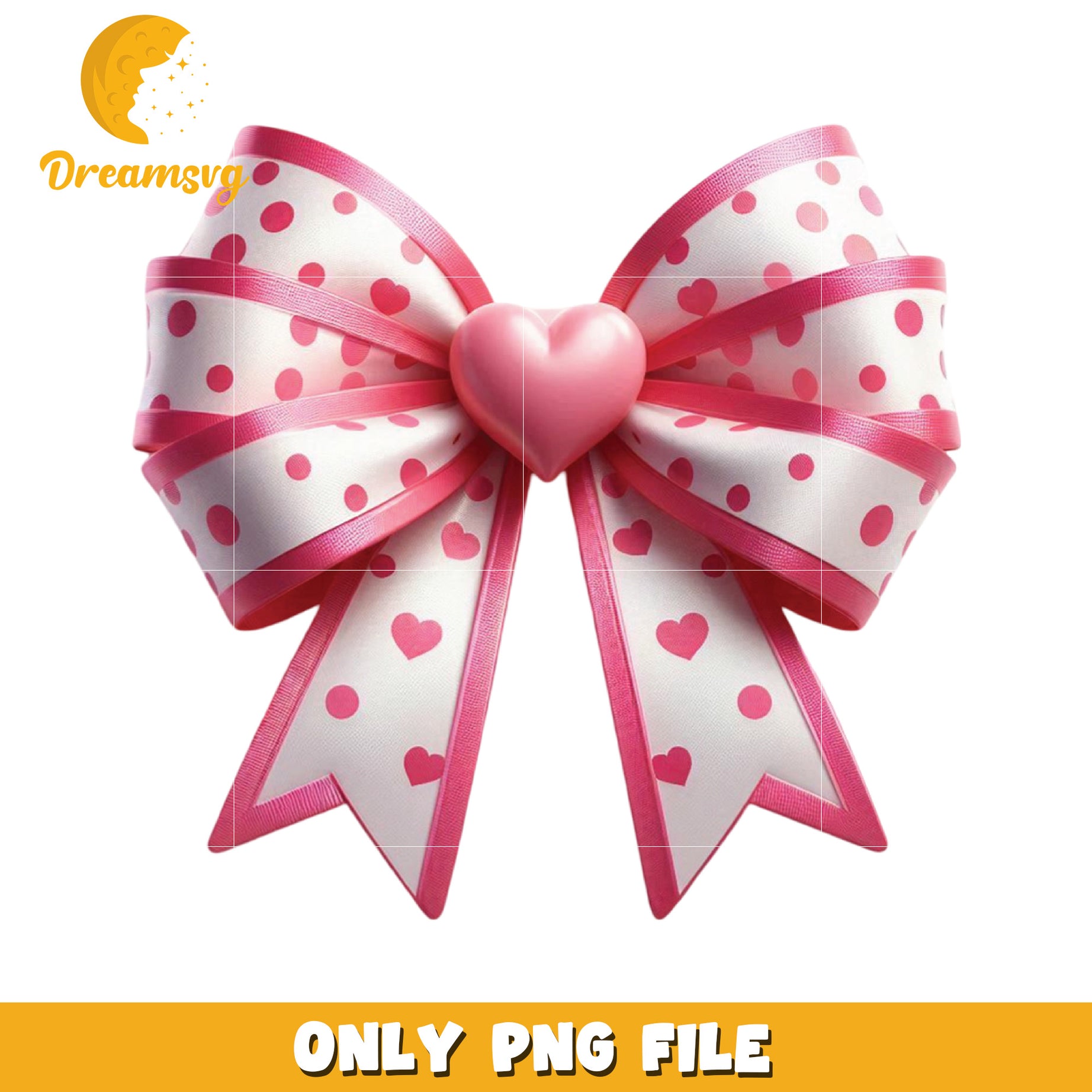 Pink Heart Polka Dot Bow PNG Design for Crafts and Gifts