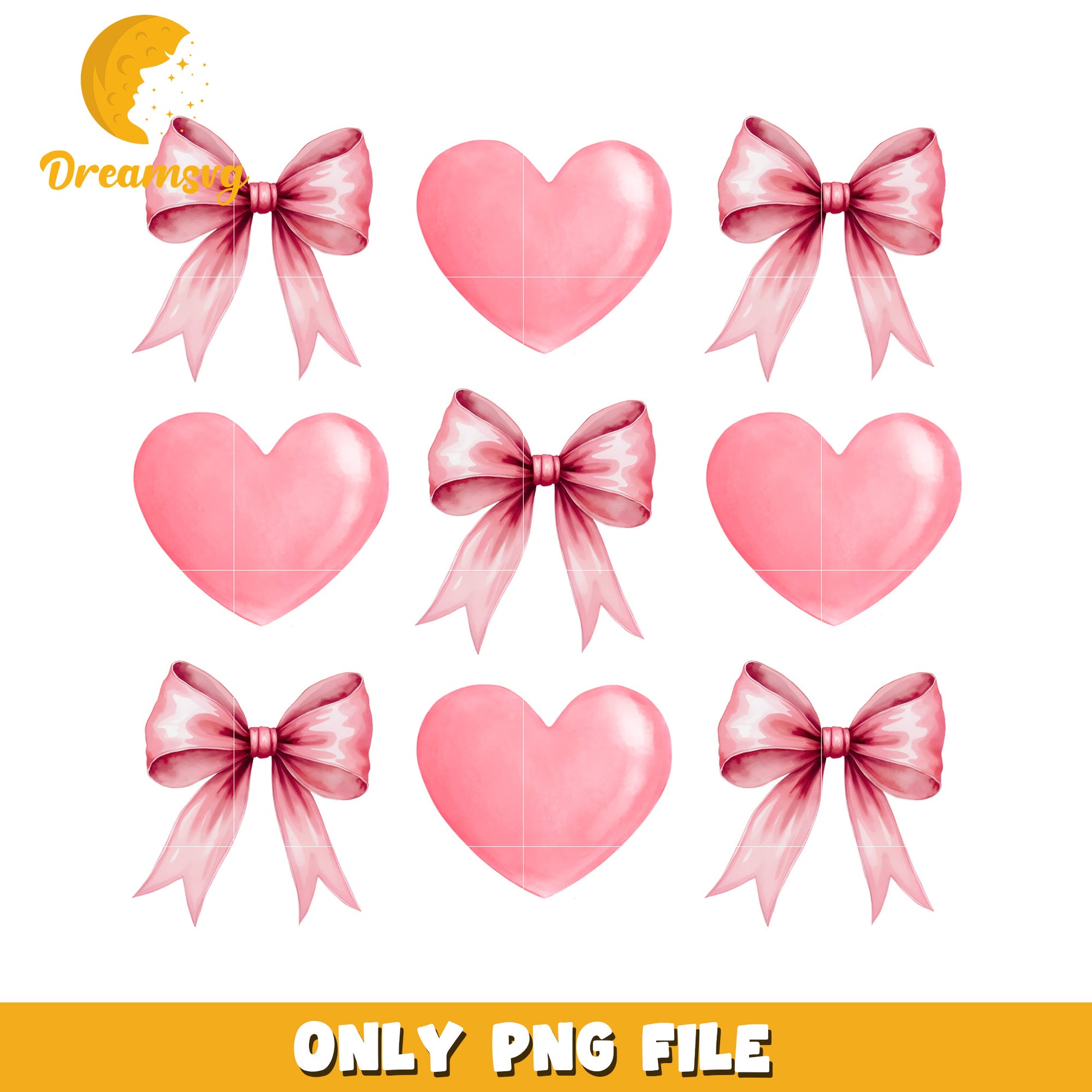 Pink Hearts and Bows PNG Clipart for Crafts and Design