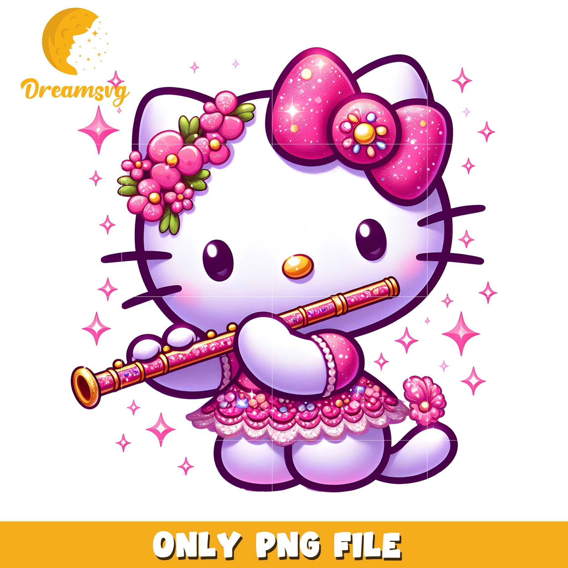 Pink Hello Kitty Flute PNG Image