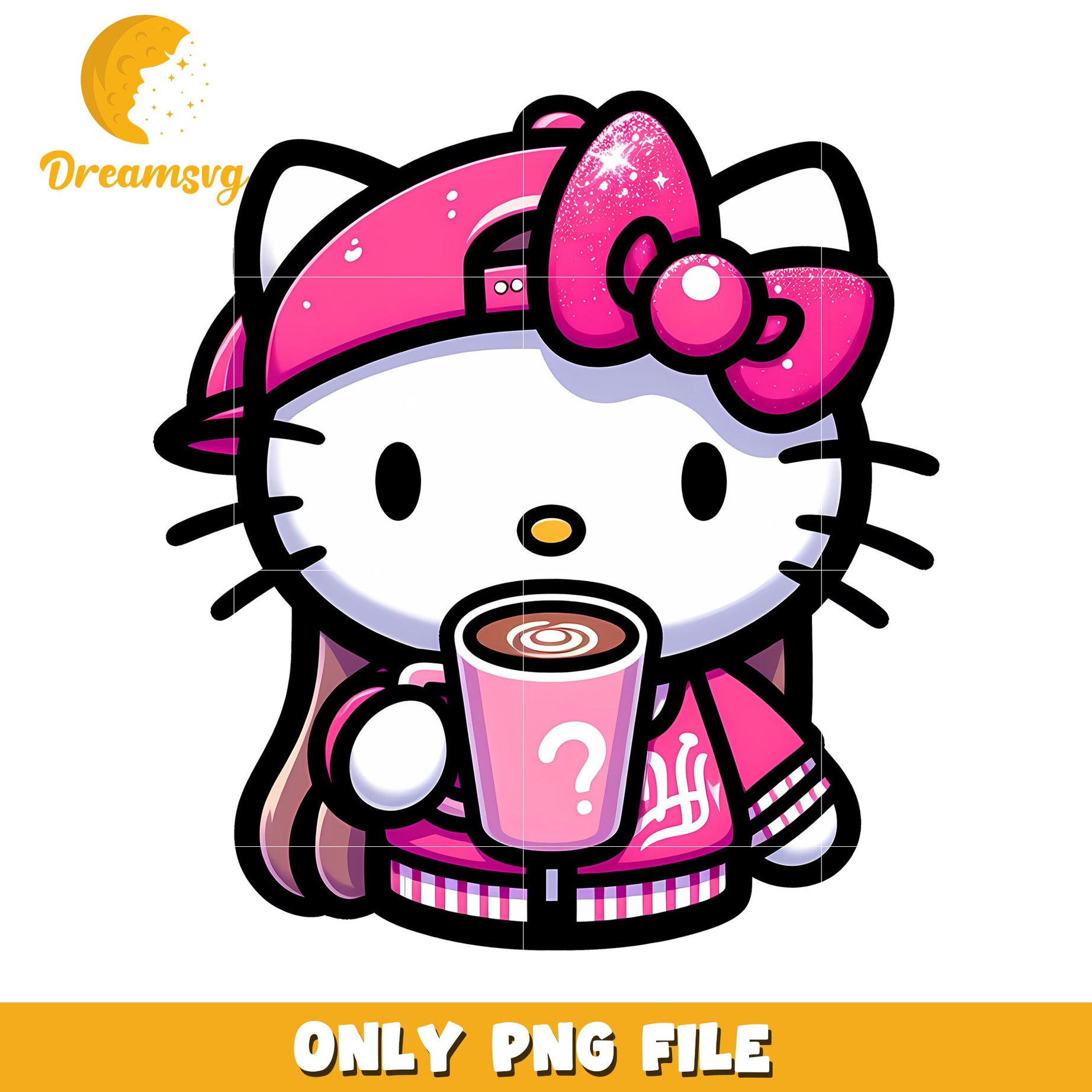 Pink Hello Kitty PNG Coffee Cup Design