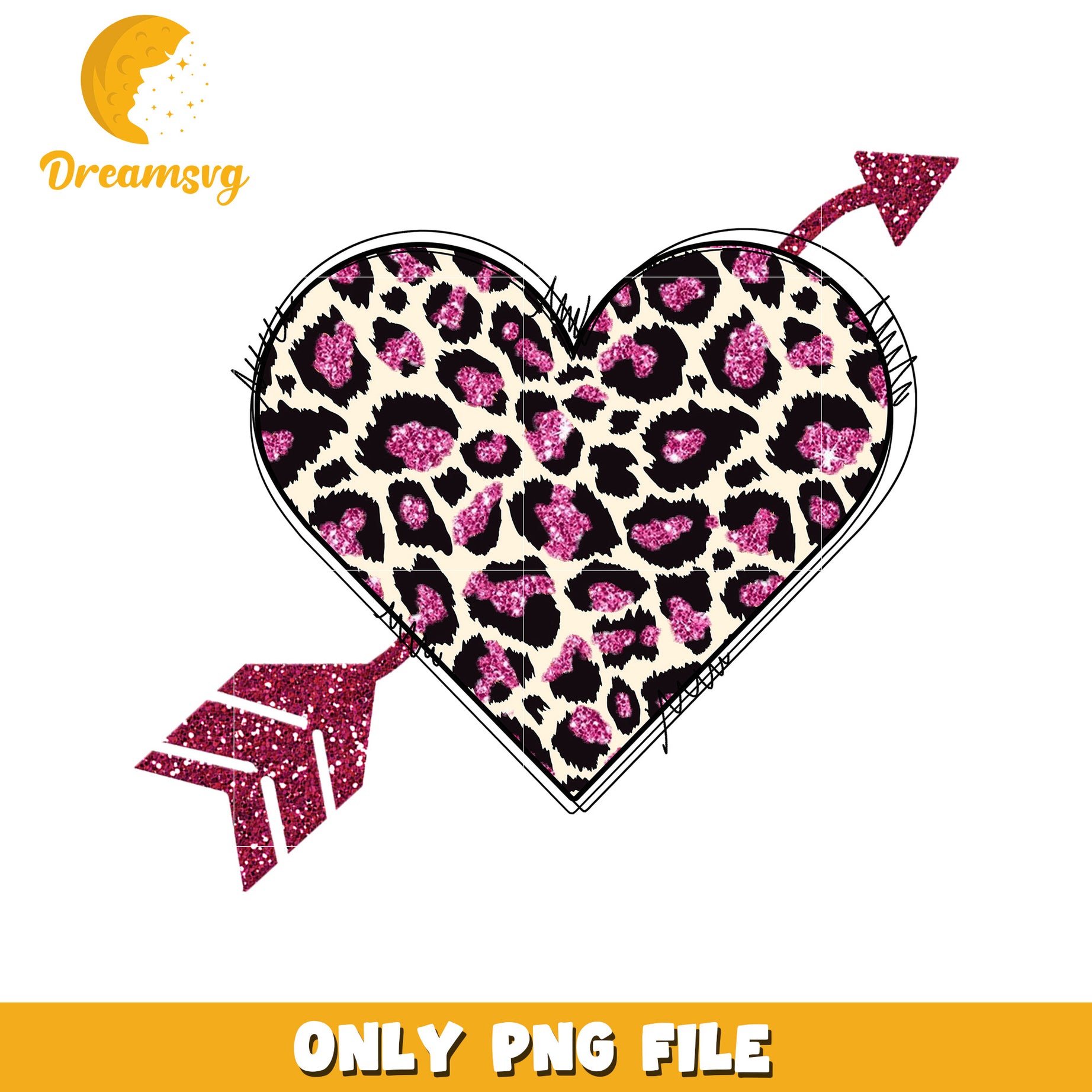 Pink Leopard Heart PNG