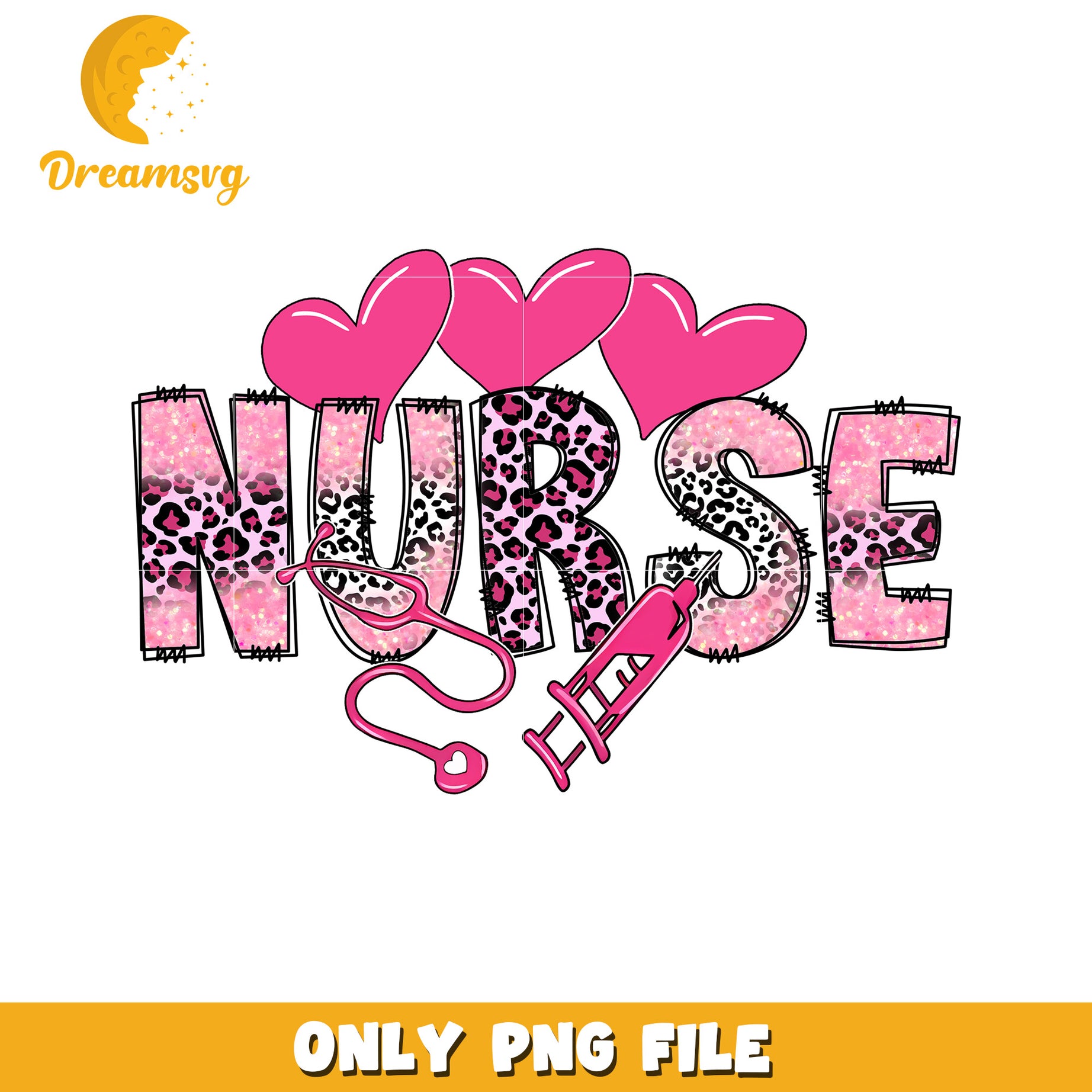 Pink Leopard Nurse PNG Design