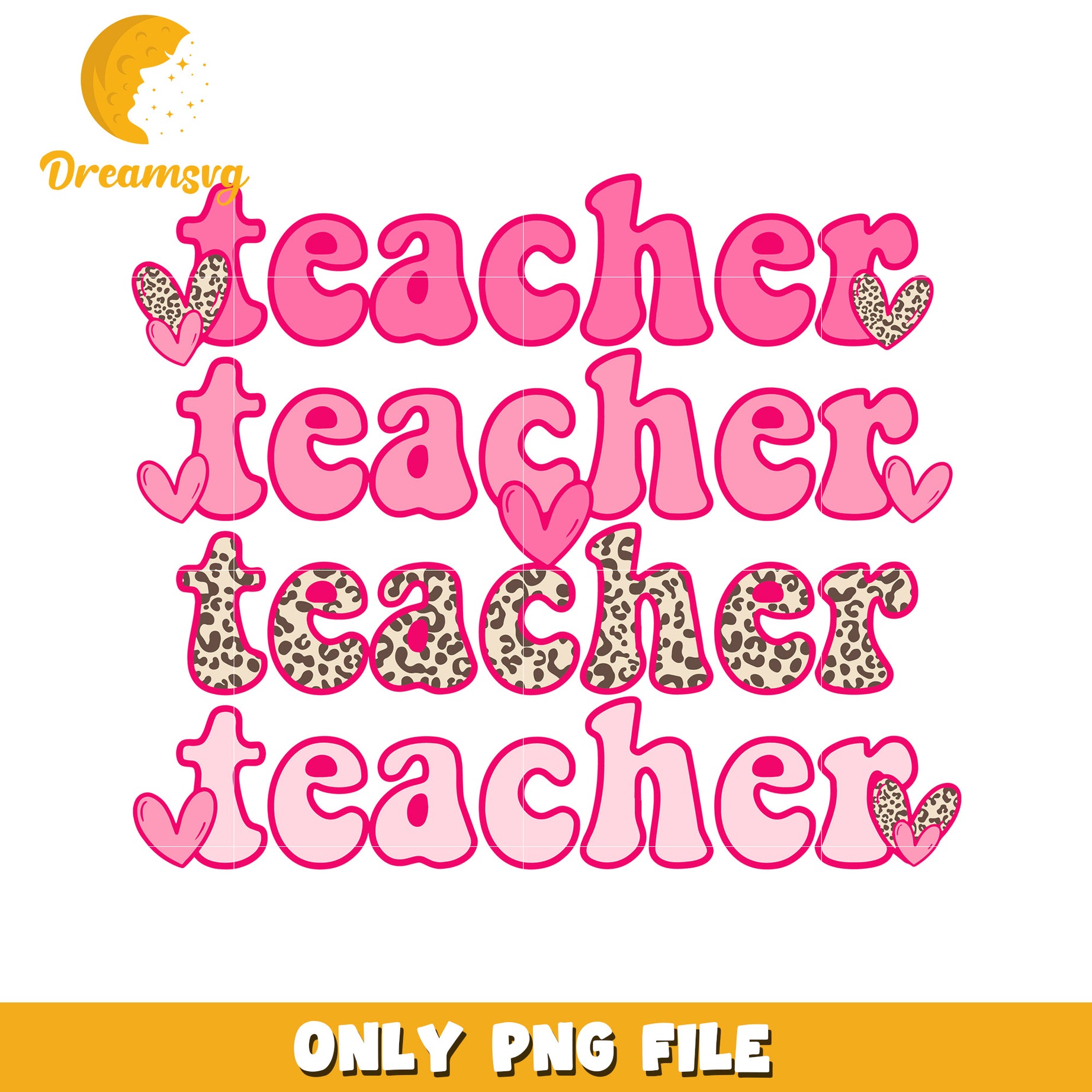 Pink Leopard Teacher PNG