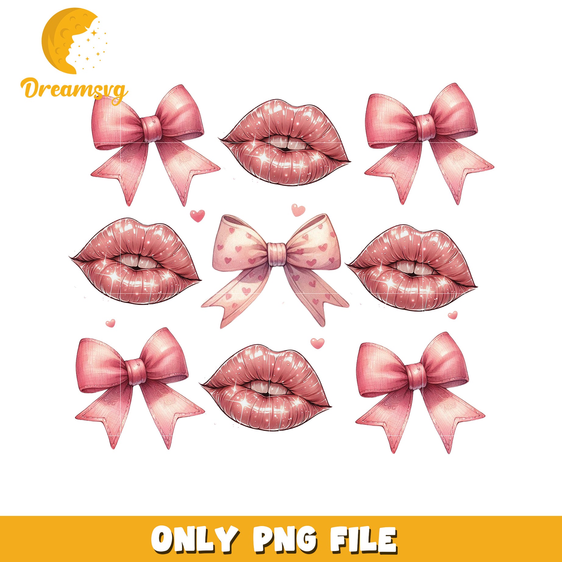 Pink Lips Bows PNG Clipart