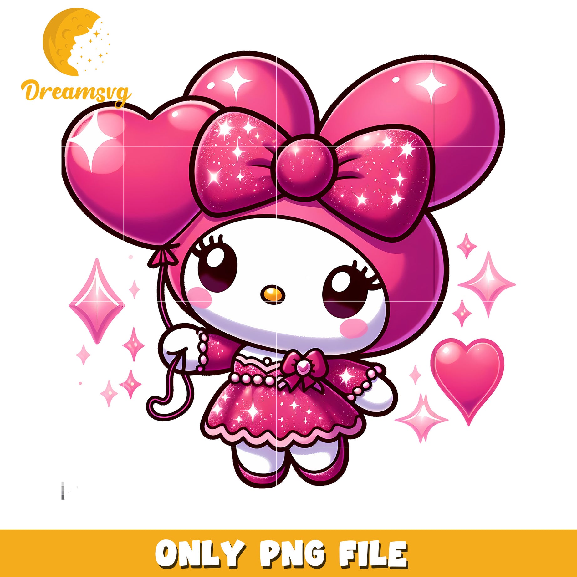 Pink My Melody PNG Glitter Bow Clipart