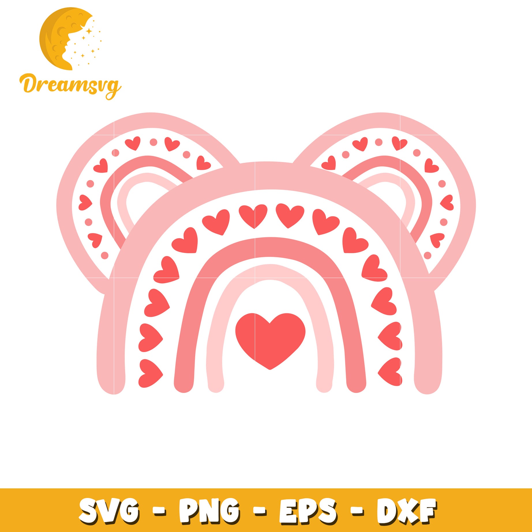 Pink Rainbow Heart SVG PNG EPS DXF