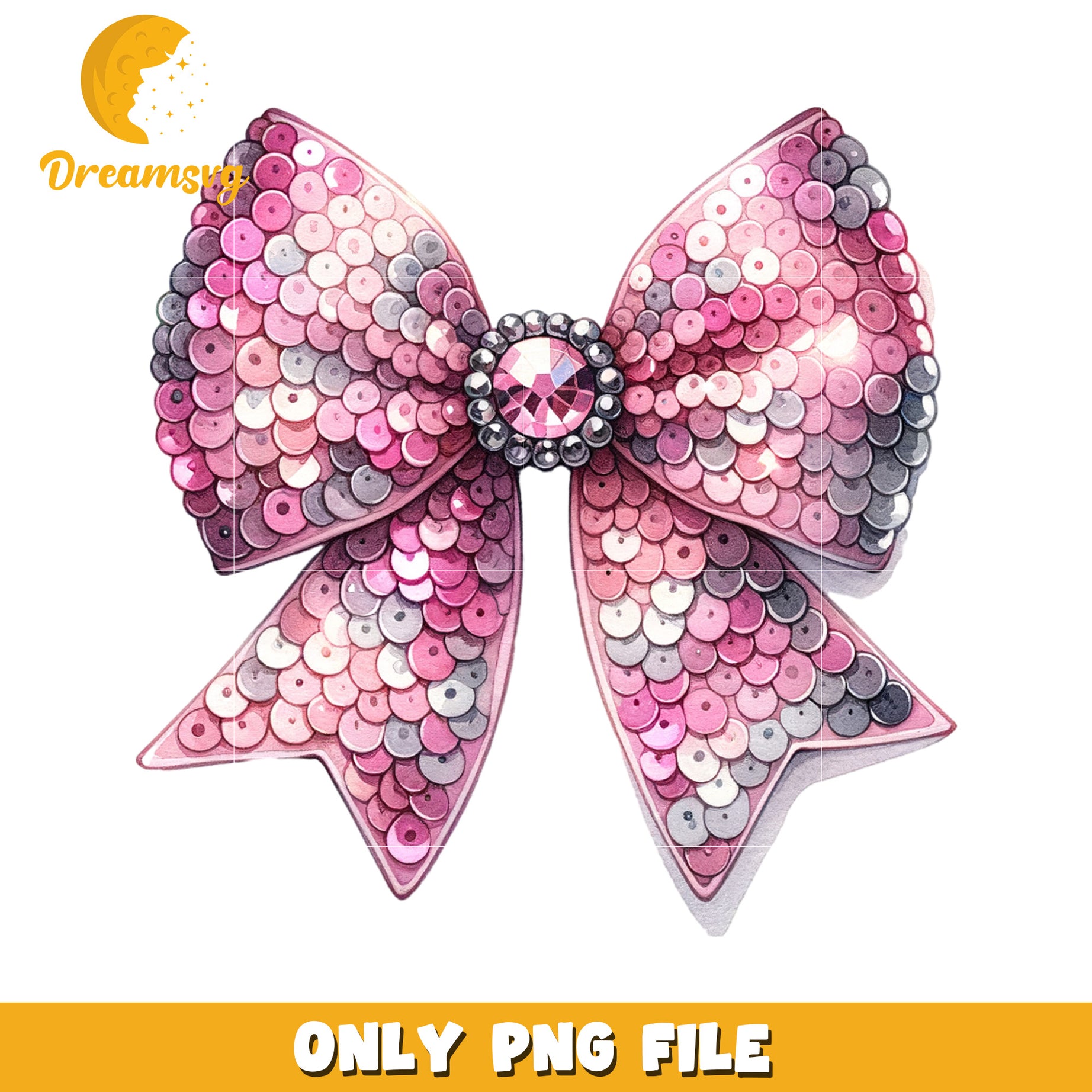 Pink Sequins Bow PNG Clipart