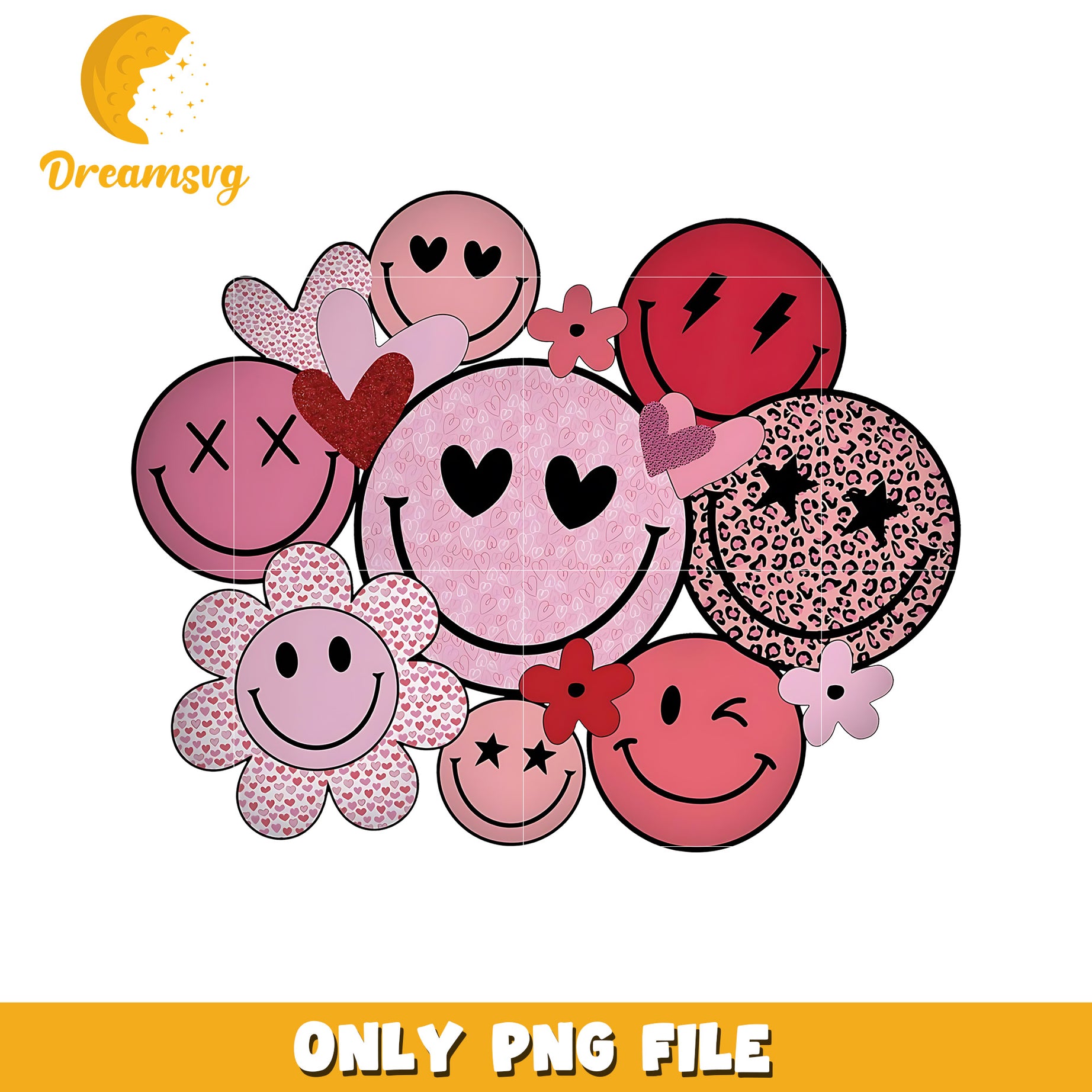 Pink Smiley Faces PNG Download – DreamSVG Store