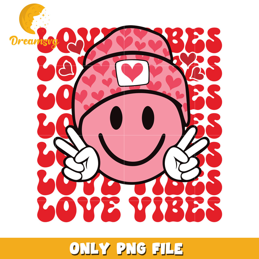 Pink Smiley Love Vibes PNG