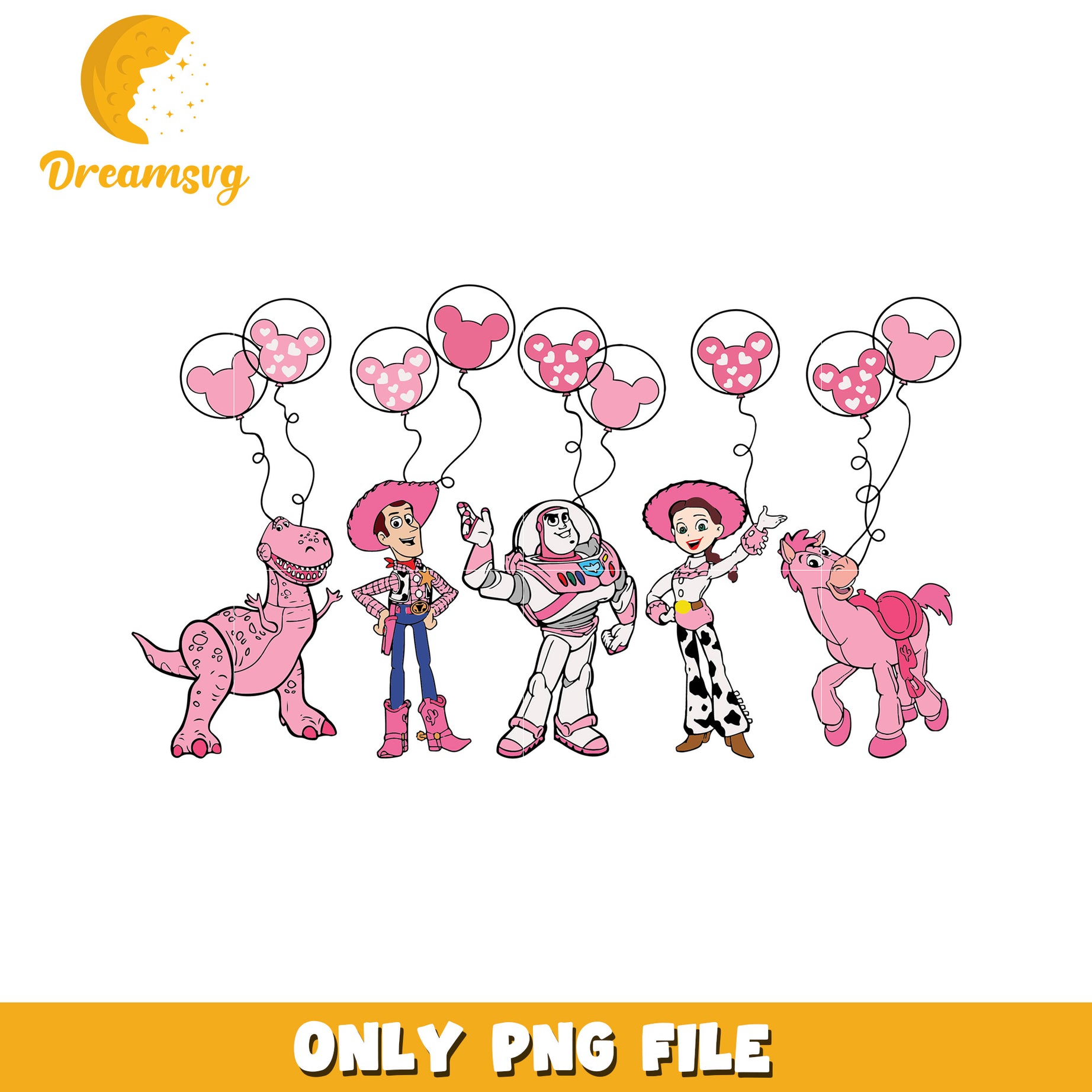 Pink Toy Story PNG Sublimation