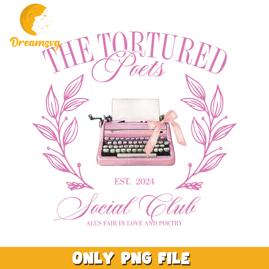 Pink Typewriter Poetry Club PNG