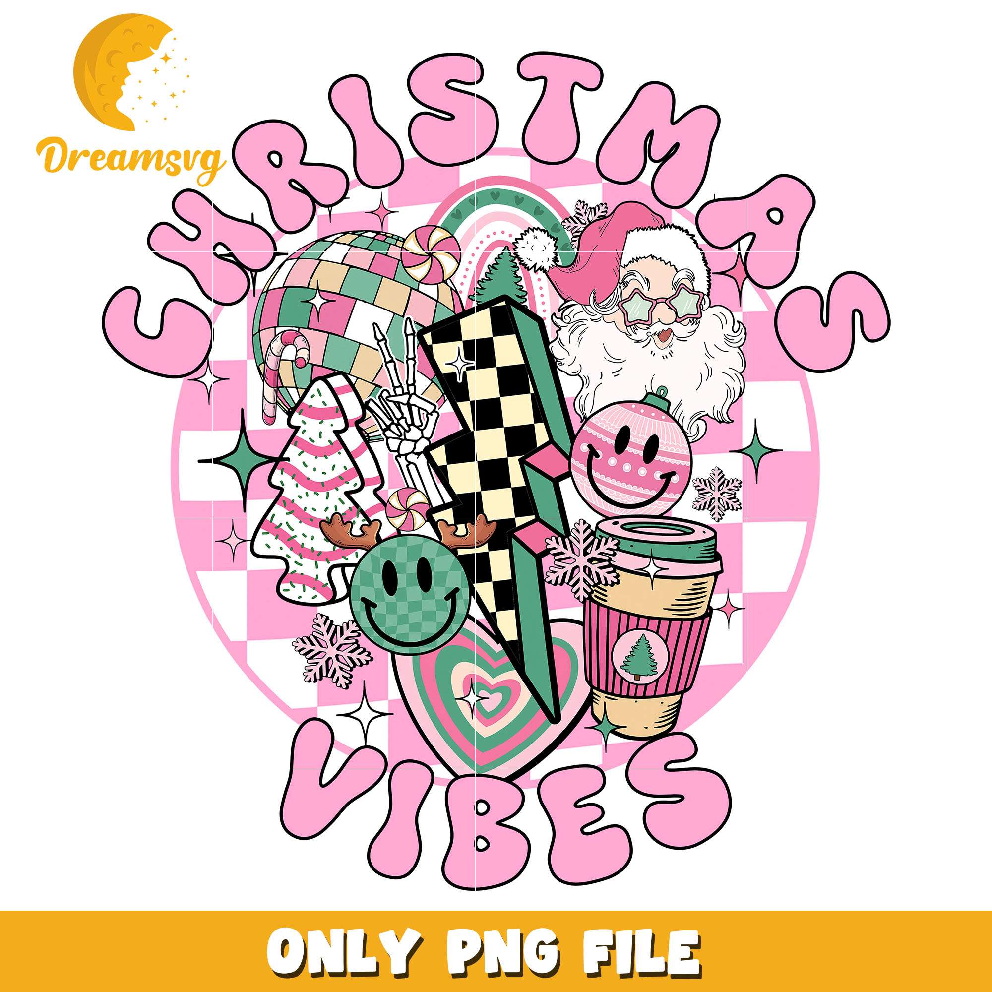Pink chritmas vibes png, chritmas vibes png, christmas png