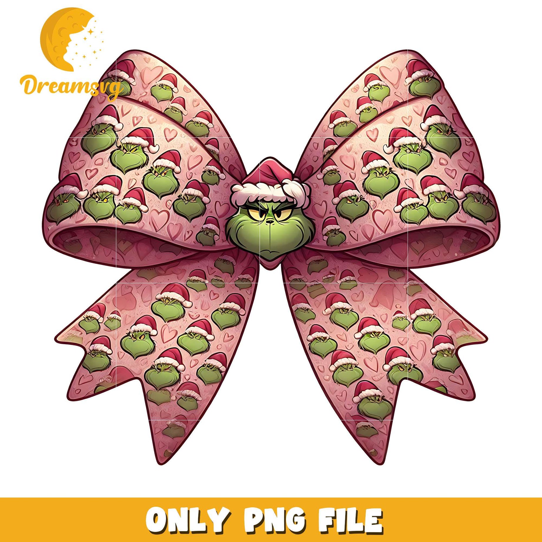 Pink ribbon and grinch santa png, christmas ribbon png, christmas png