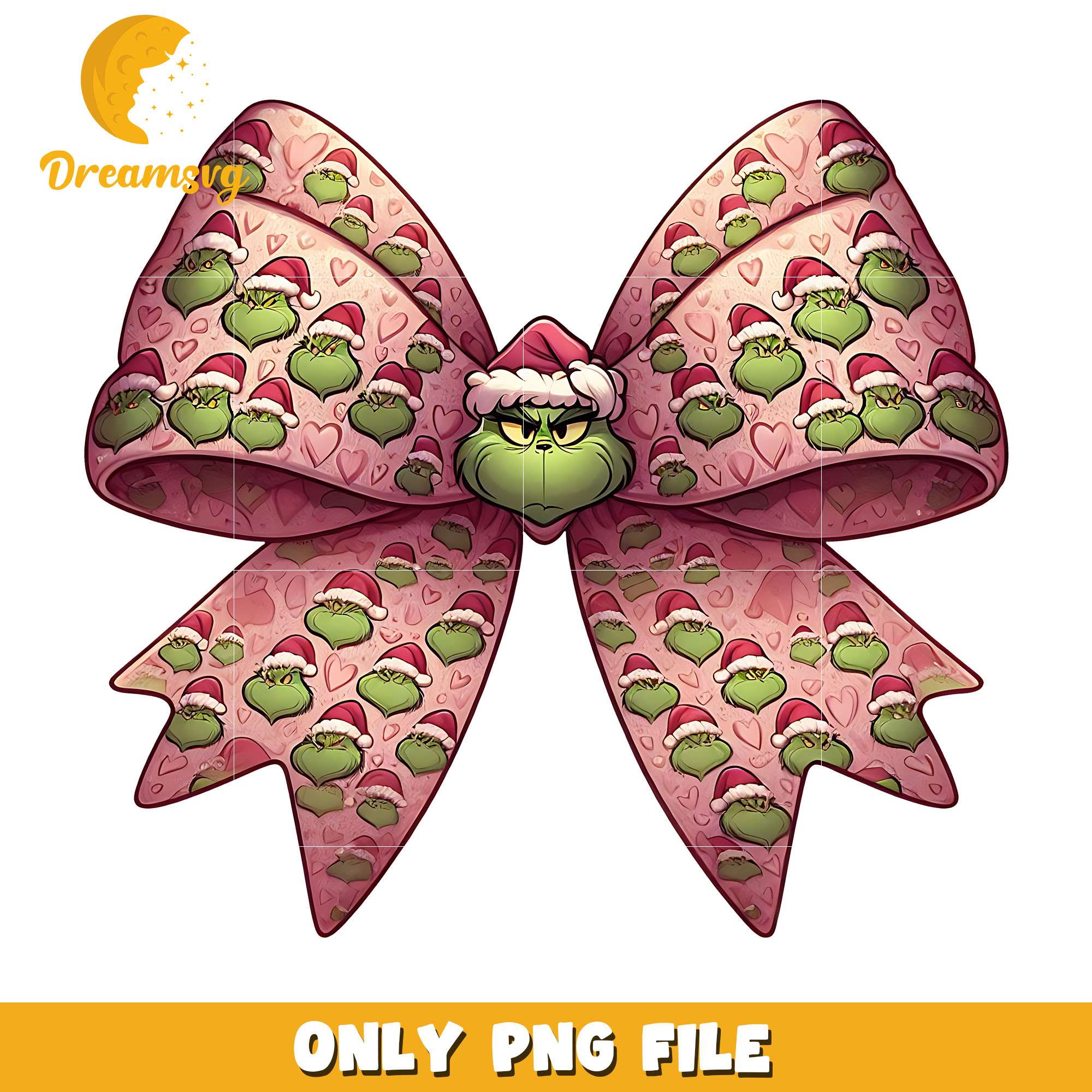 Pink ribbon and grinch santa png, christmas ribbon png, christmas png