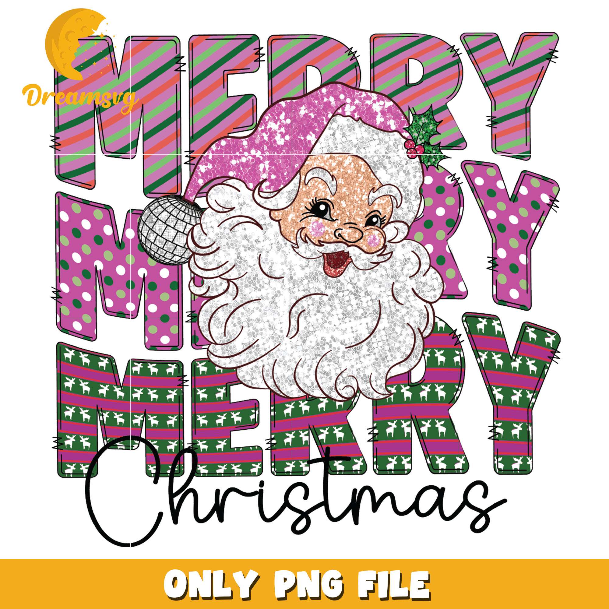 Pink santa merry christmas png, merry christmas png, christmas png