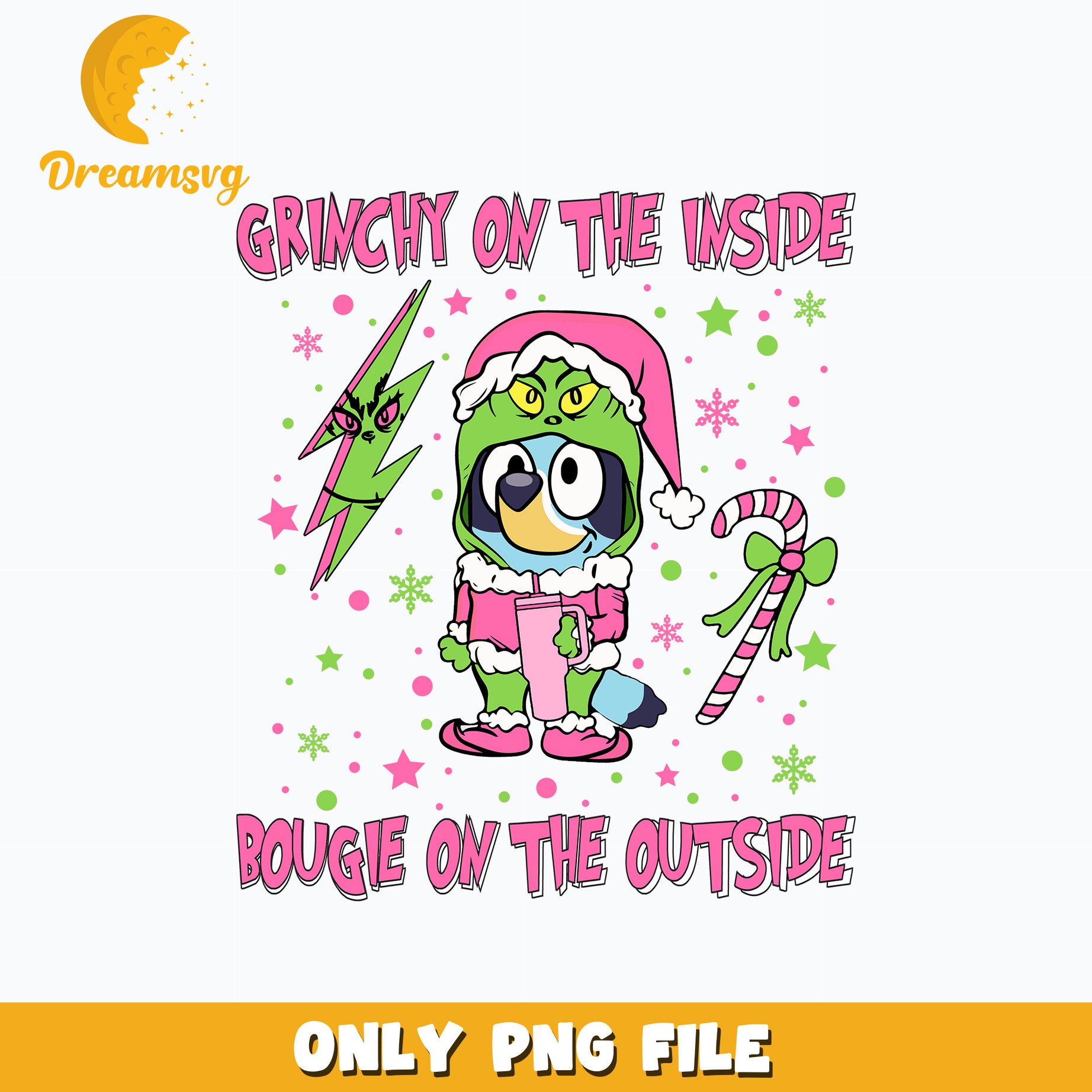 Pink bluey grinch christmas png