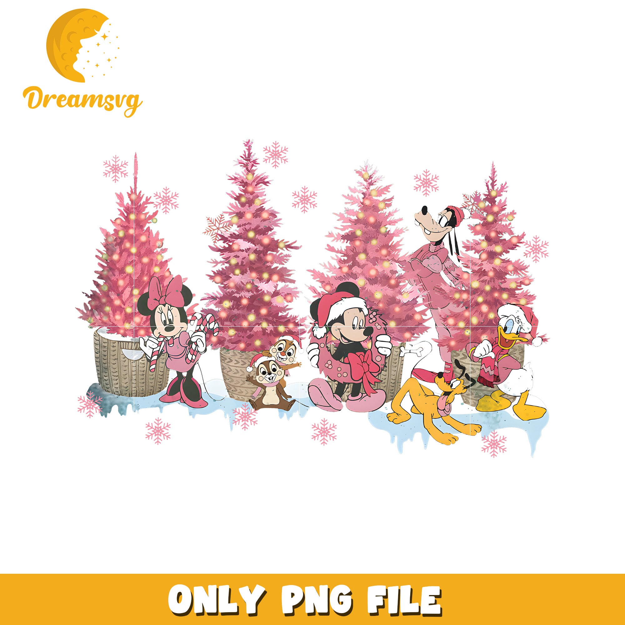 Pink christmas png, disney characters png, spirit christmas png