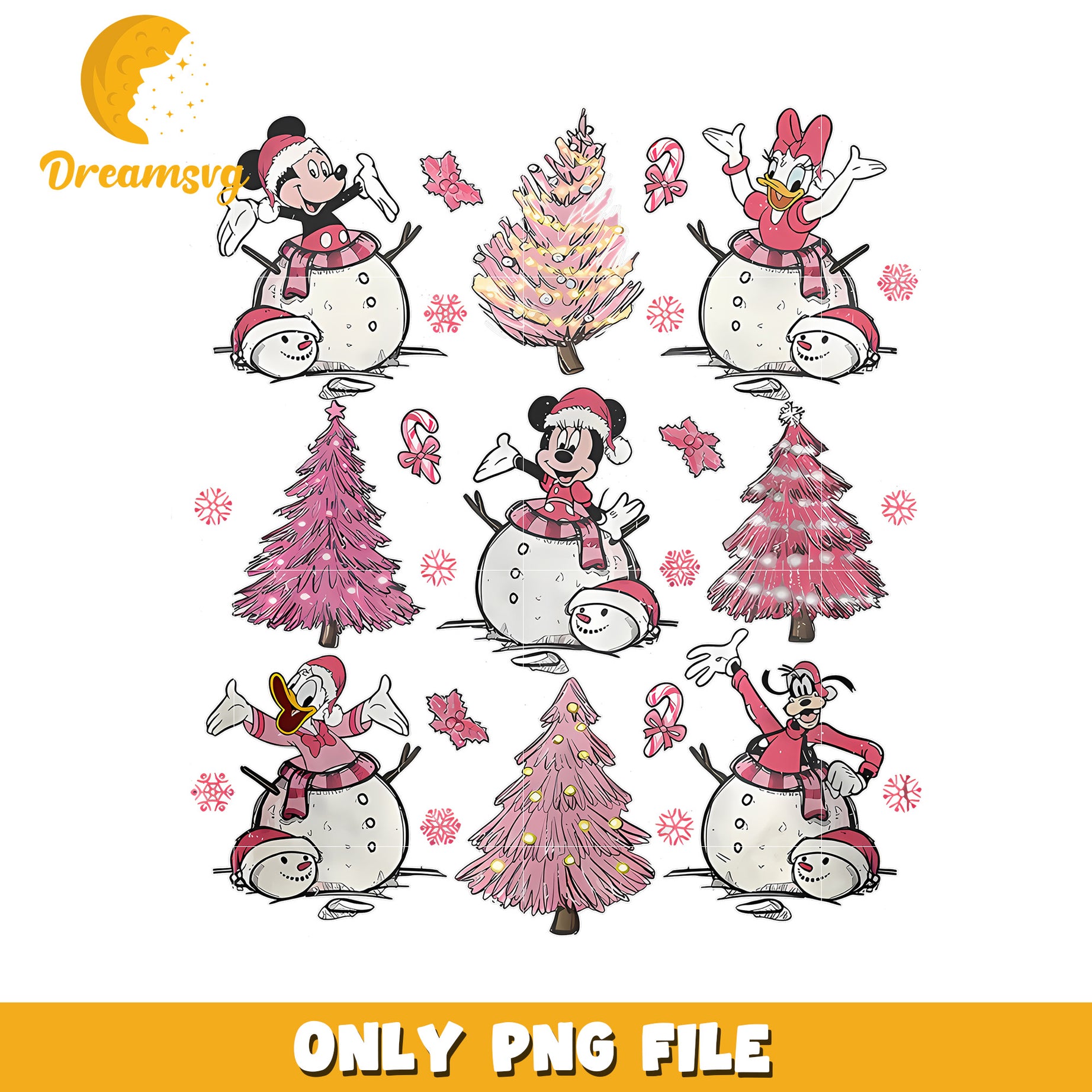 Pink disney christmas png, christmas white png, disney movies png
