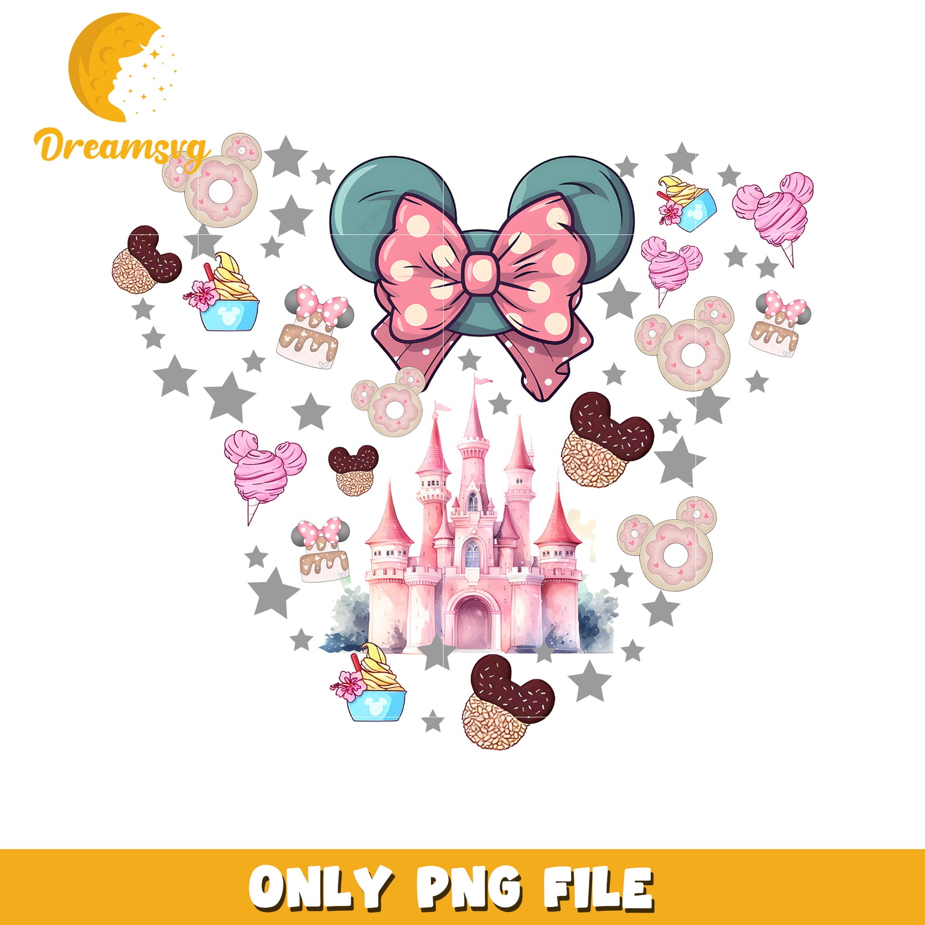 Pink disney land png, disney joy png, christmas vibes png