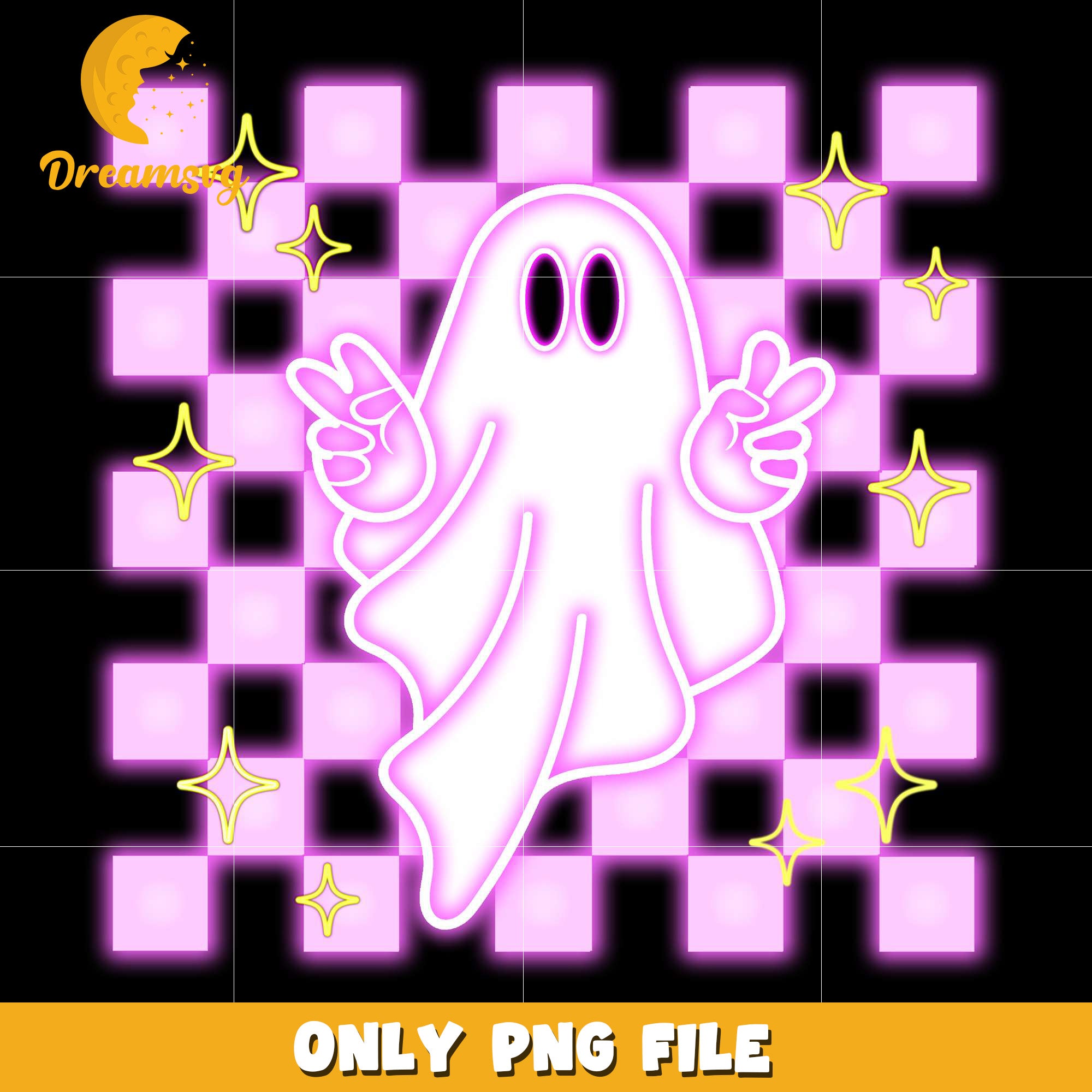 Pink ghoul neon png, spooky autumn​ png, trick or treat png