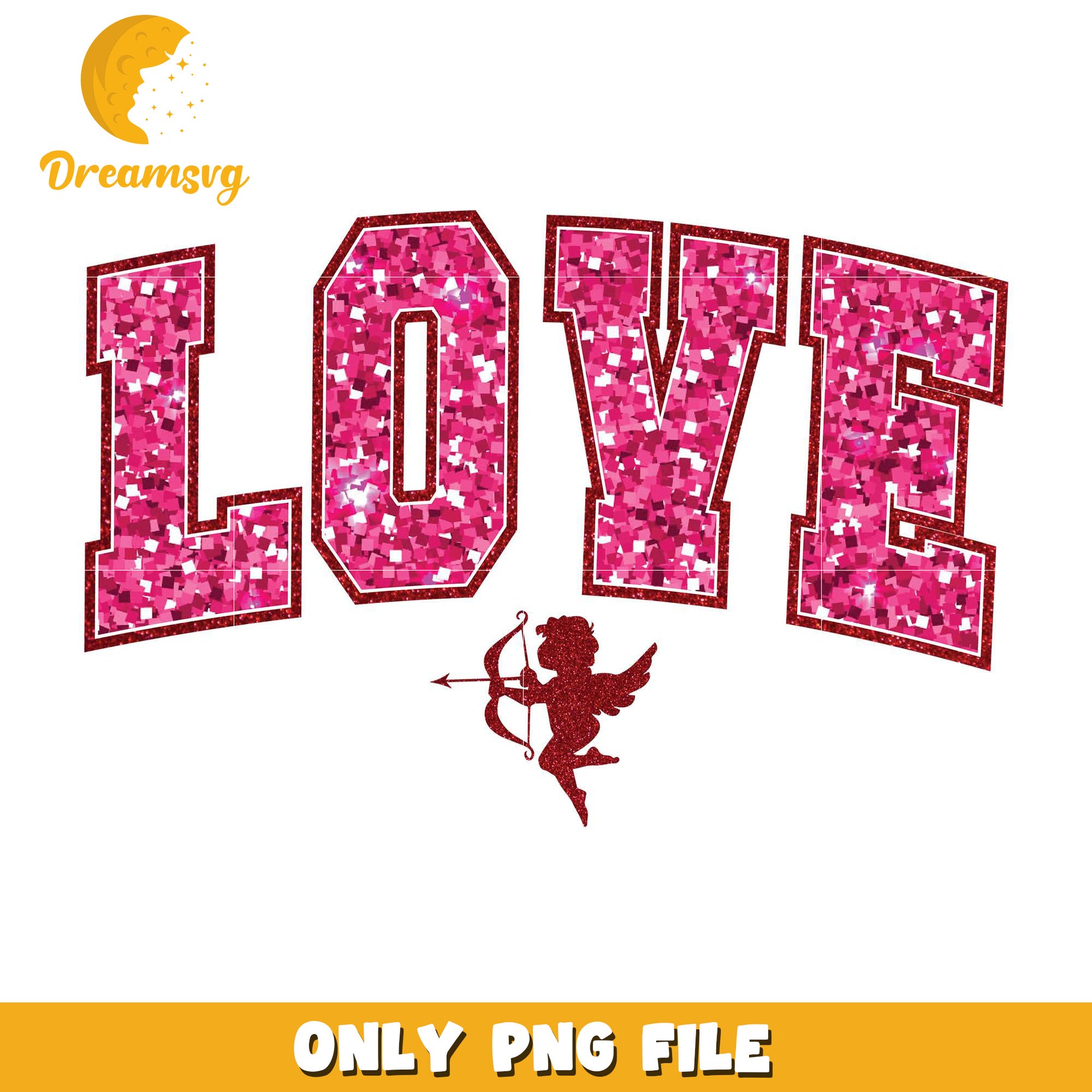 Pink glitter love cupid valentine png, cupid png, valentine png