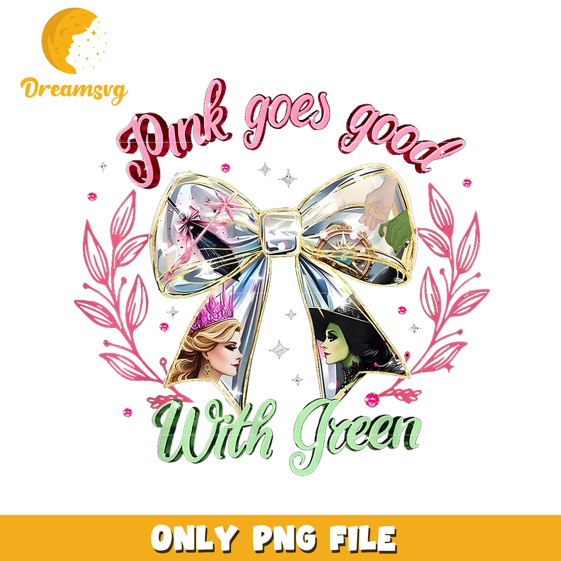 Pink goes with green design png, wicked friends png, movie hype png