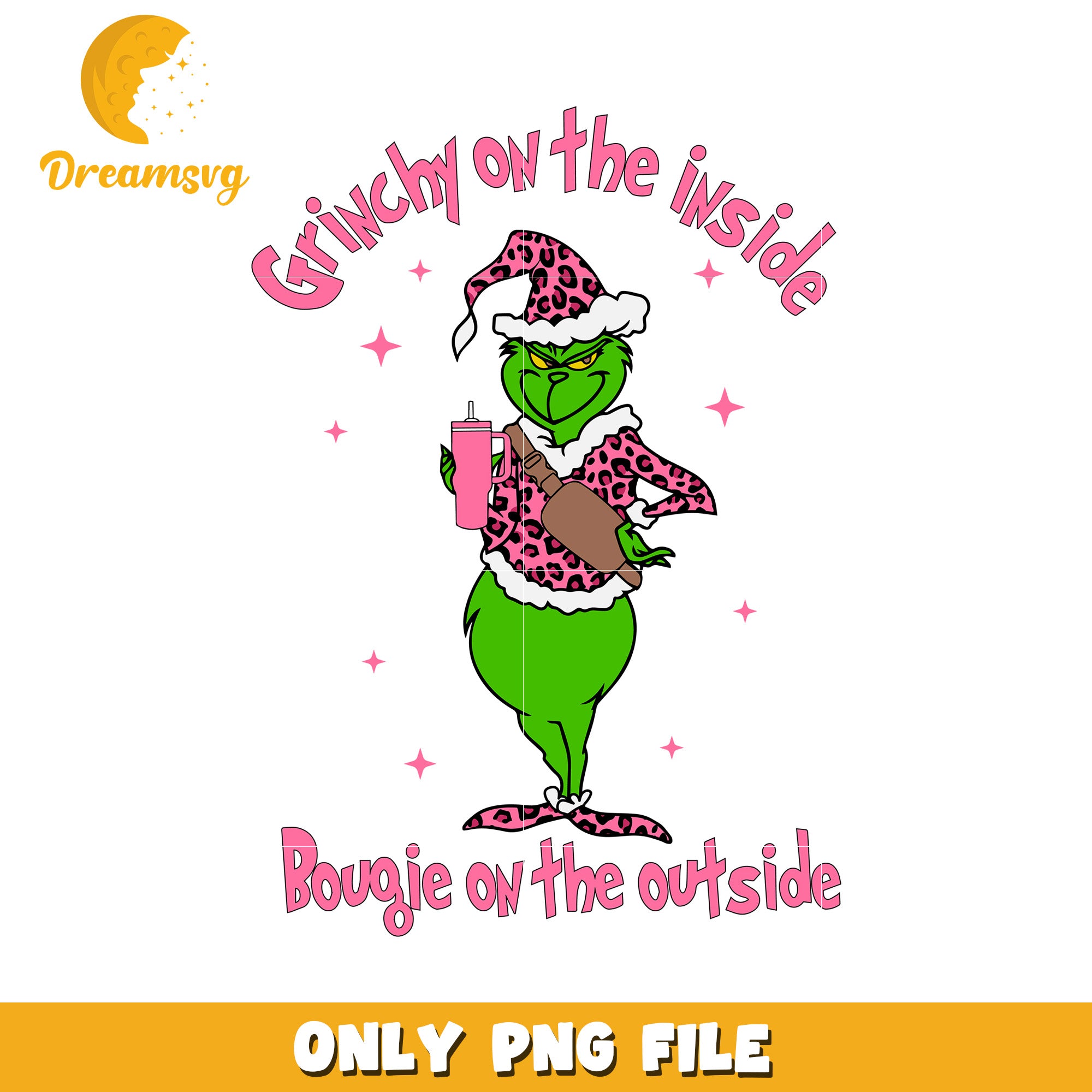 Pink grinchy png, grinch quotes​ png, christmas bell png