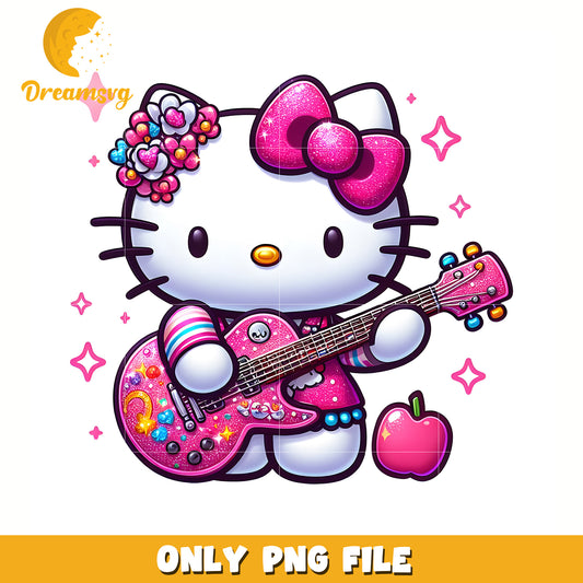 Pink guitar kitty png, hello kitty cake png, hello kitty crocs png
