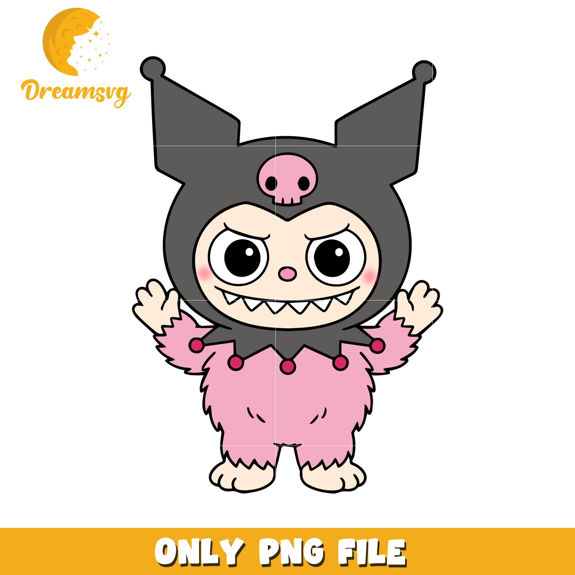 Pink kuromi labubu design png, halloween labubu png, halloween pumpkin png