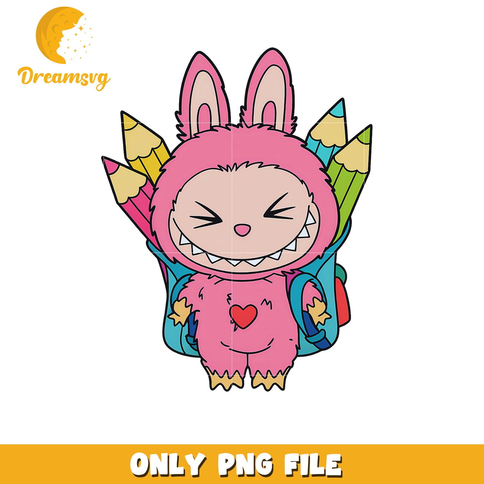 Pink labubu go to school design png, labubu characters​ png, labubu wallpaper png