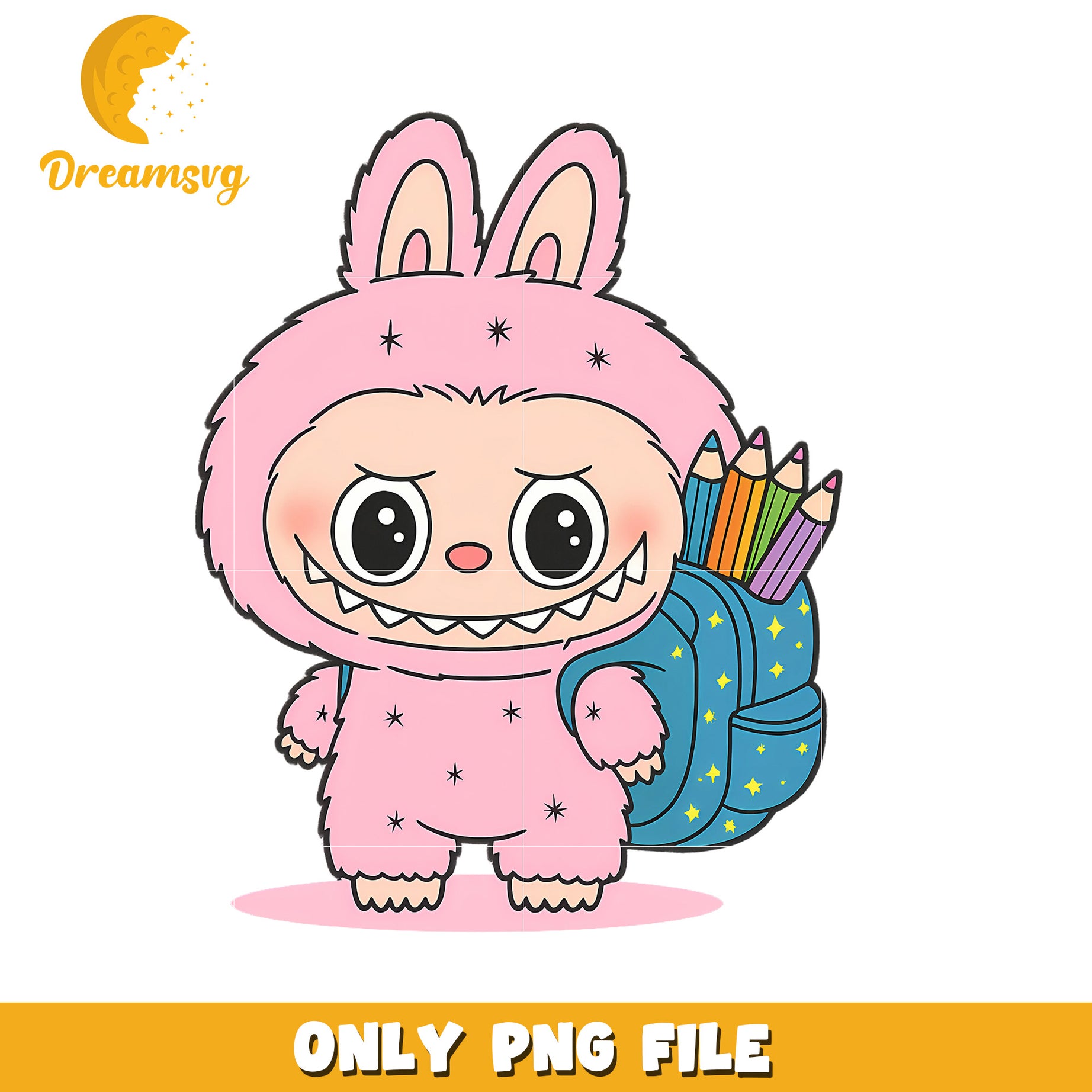 Pink labubu go to school png, labubu characters​ png, labubu wallpaper png
