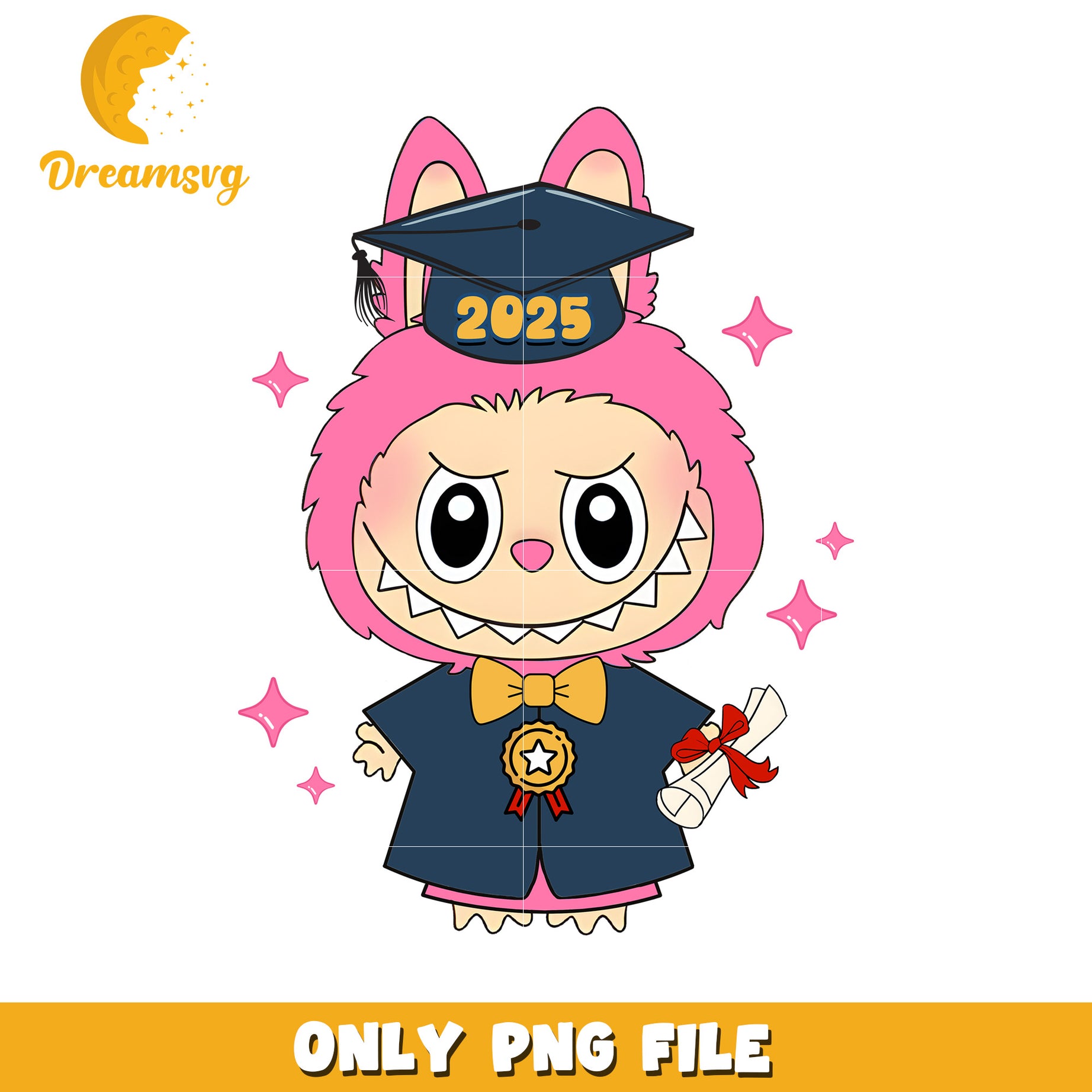 Pink labubu graduate png, labubu characters​ png, labubu wallpaper png