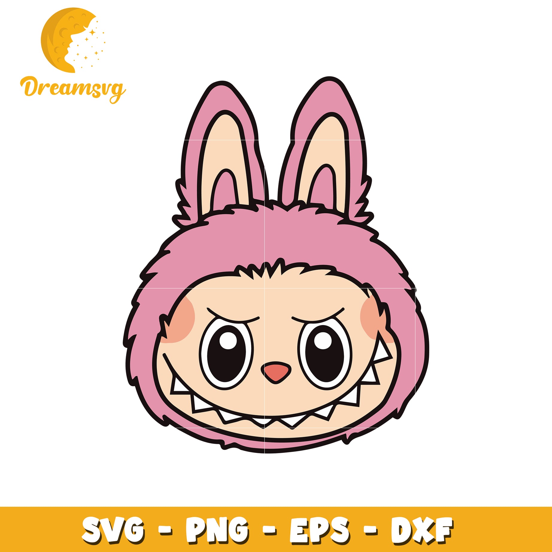 Pink labubu head svg, halloween svg, popmart labubu svg