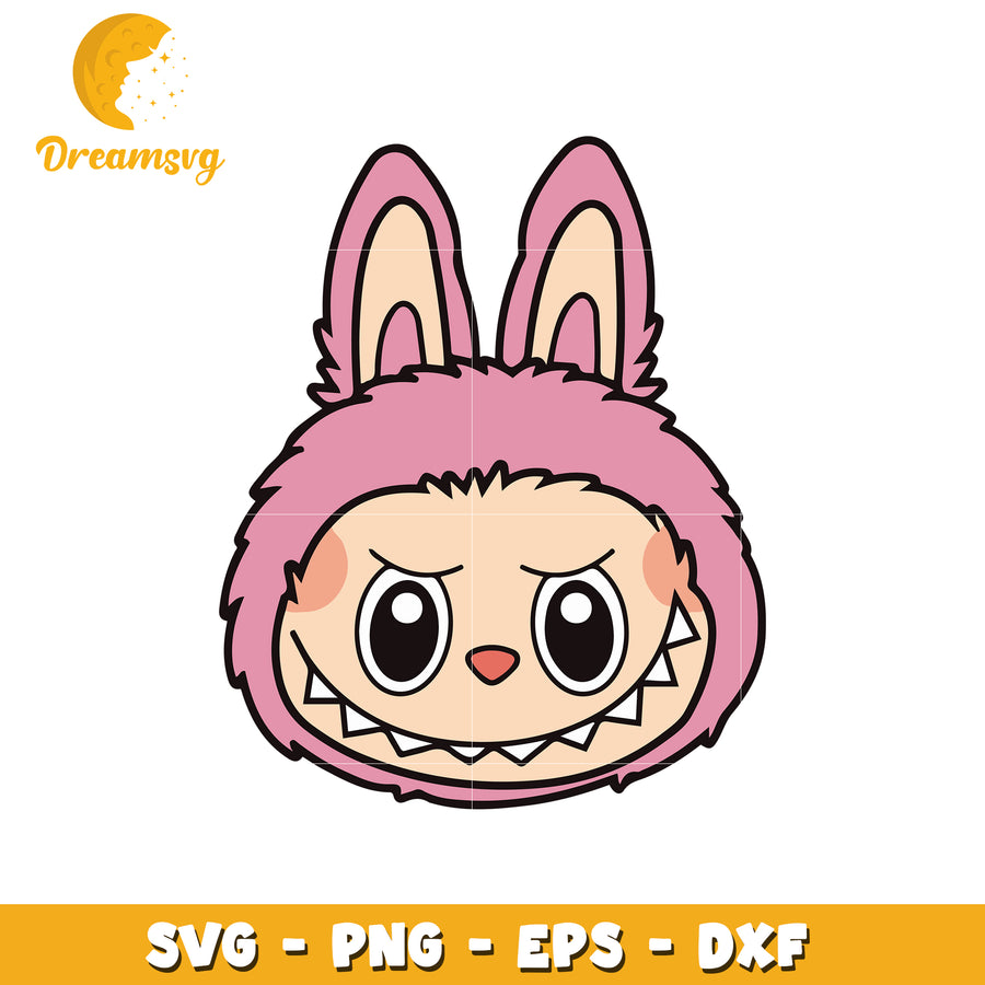 Pink labubu head svg, halloween svg, popmart labubu svg