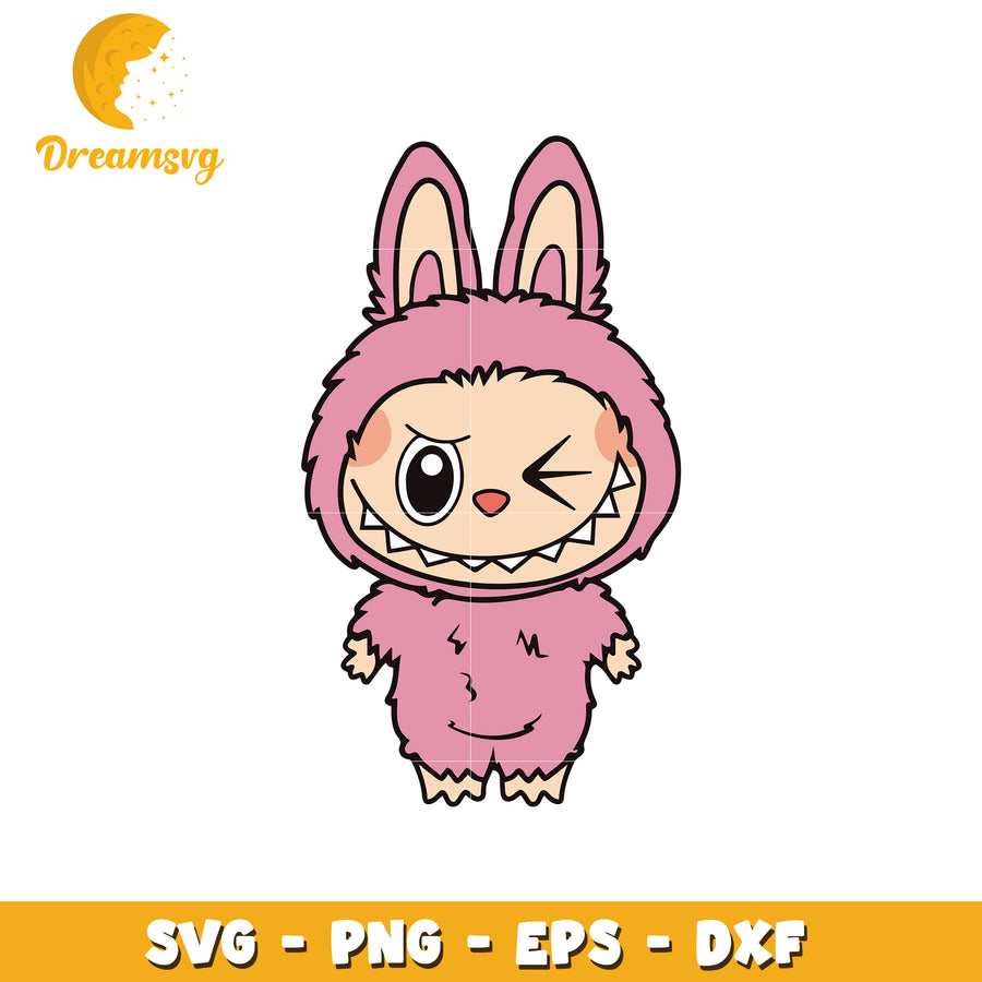 Pink labubu svg, halloween svg, popmart labubu svg