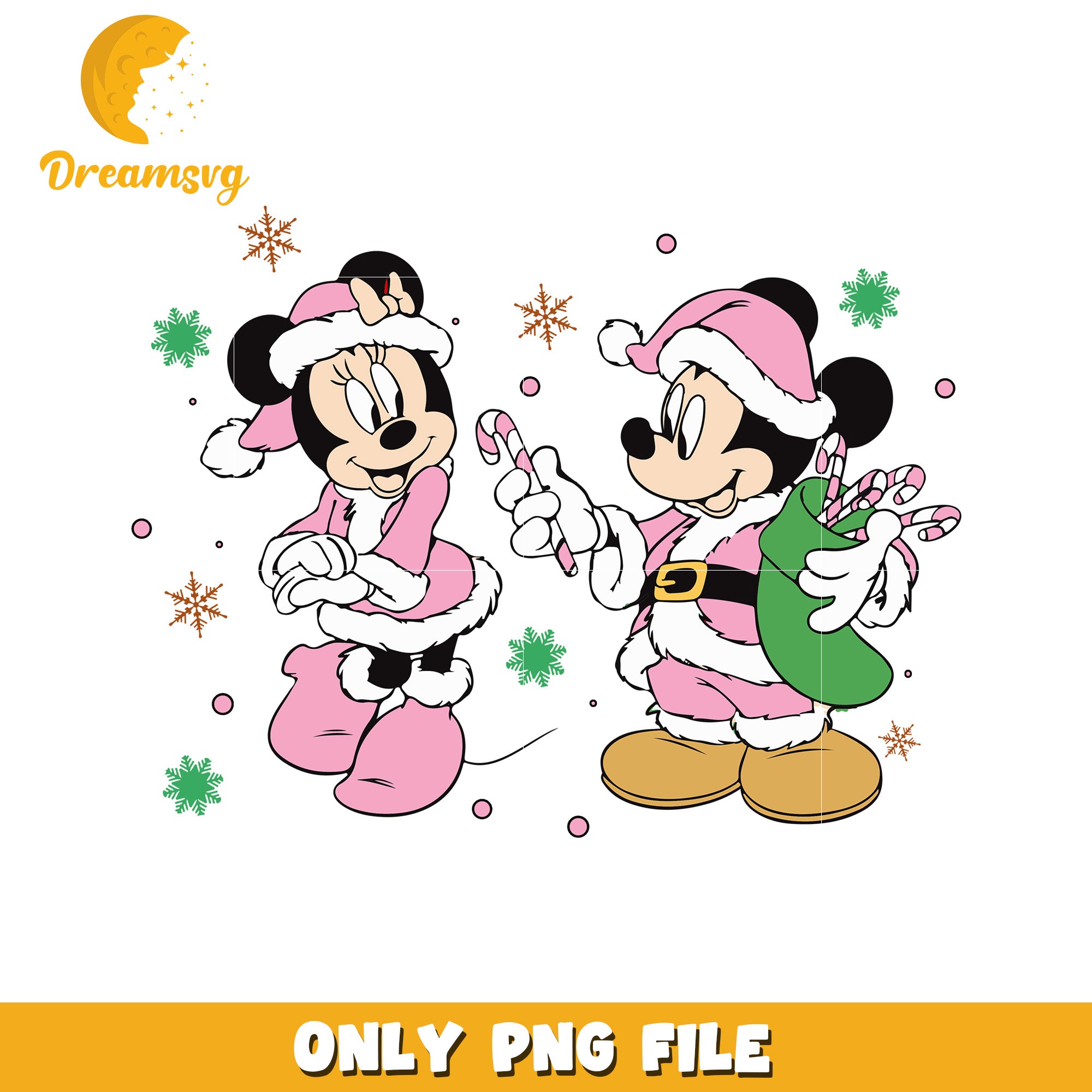 Pink micky and minnie png, disney joy png, christmas vibes png