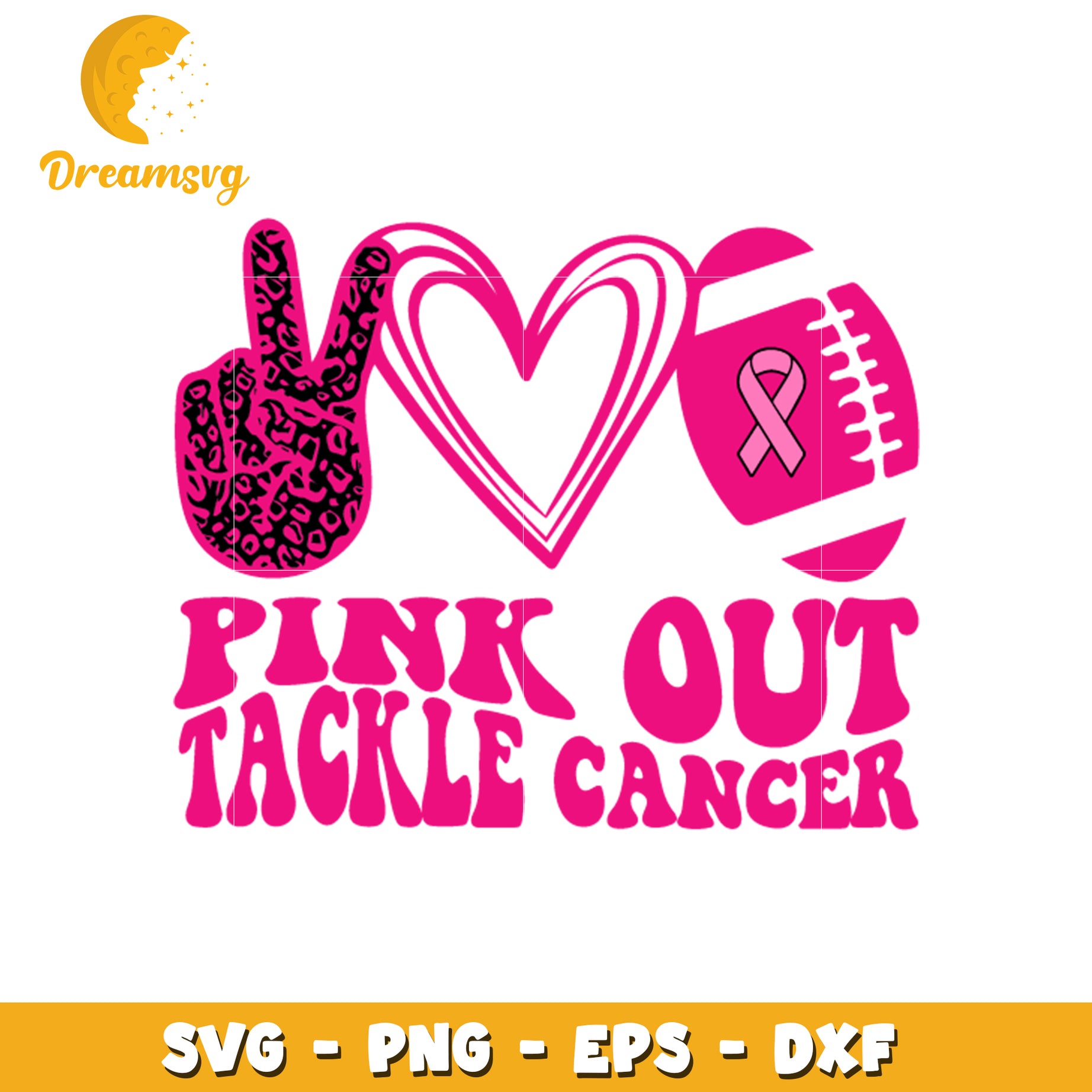 Pink out tackle cancer svg, awareness ribbon svg, rugby ball svg