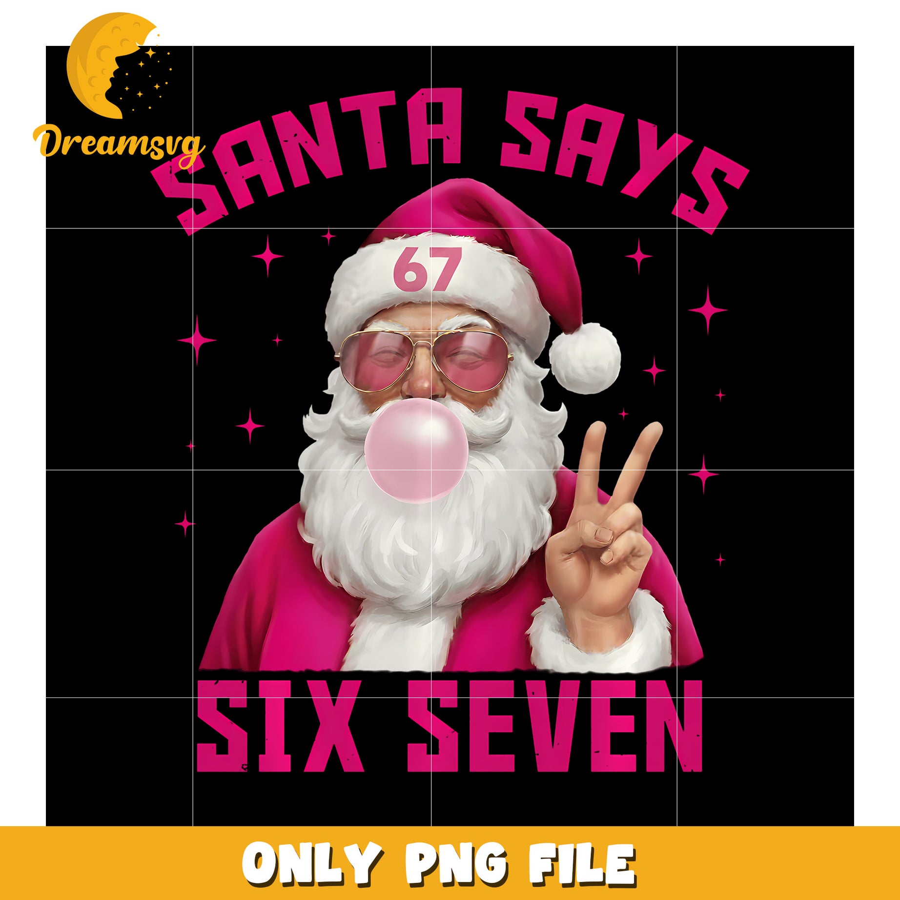 Pink santa six seven png, american trend png, funny 67 edit png