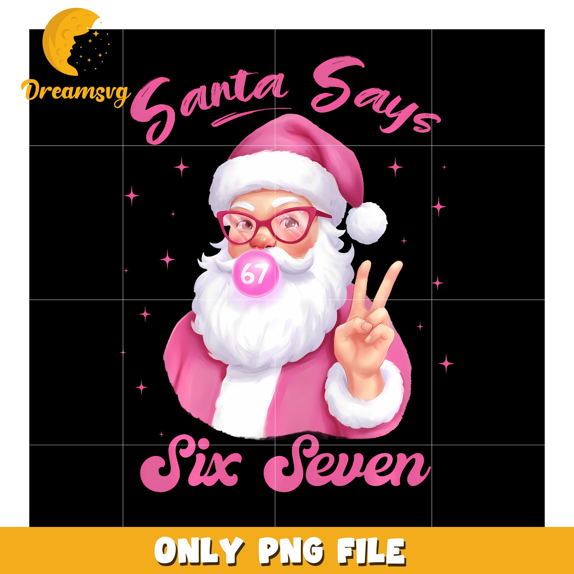 Pink santa six seven png, funny memes png, six seven png