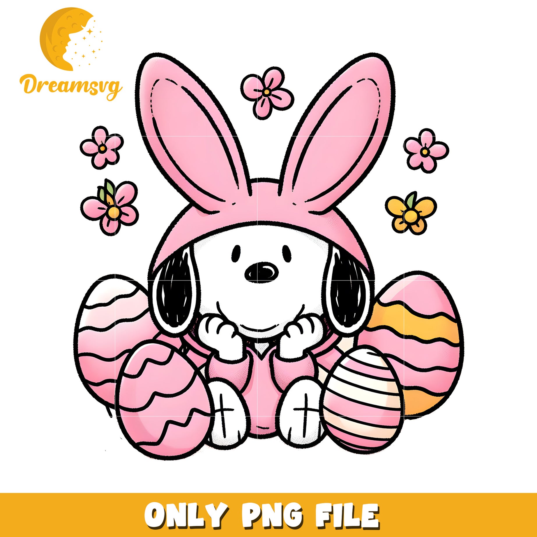 Pink snoopy easter bunny png, easter bunny png, cartoon png